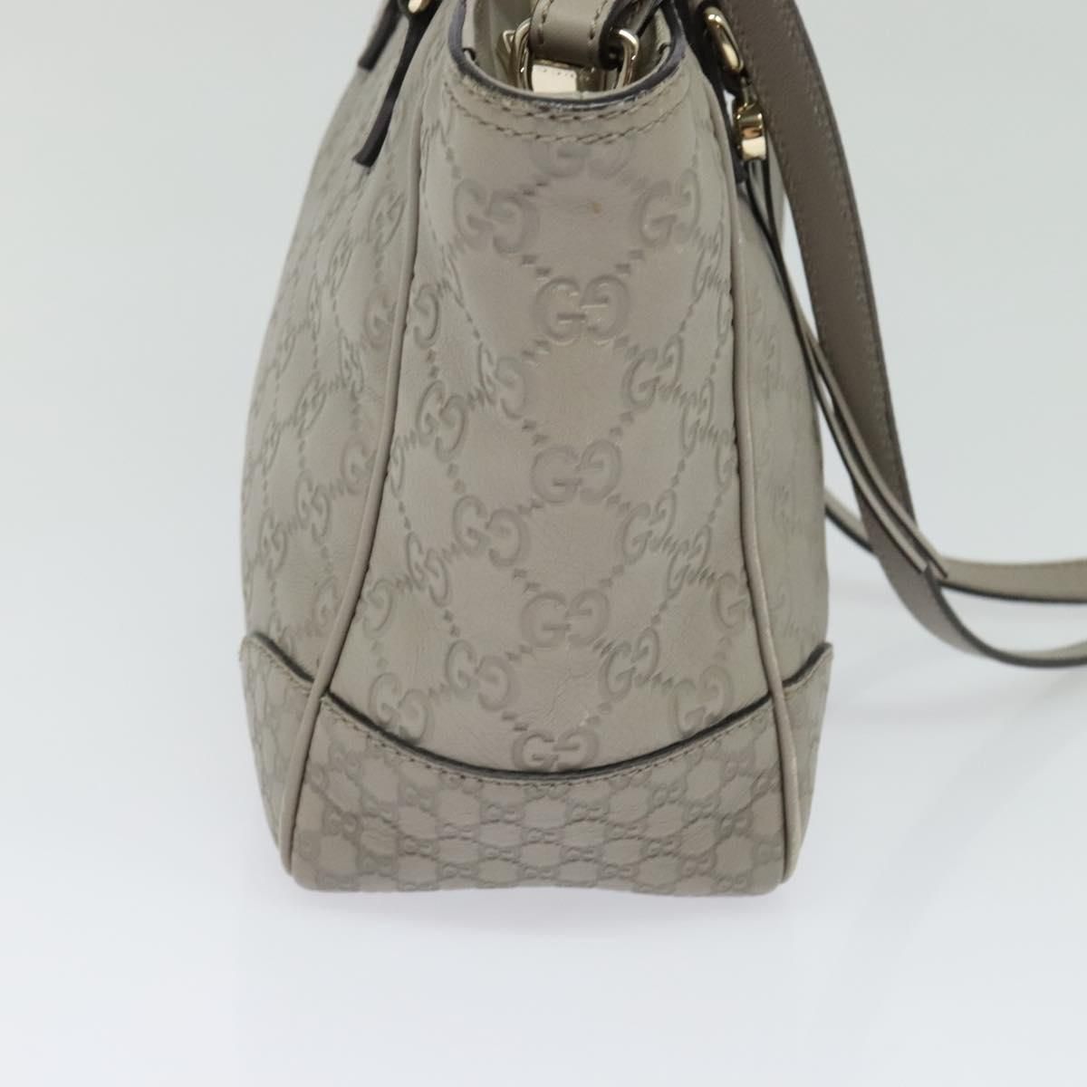 Gucci Gg Canvas Guccissima Hand Bag Leather Gray Gold 353121 Auth