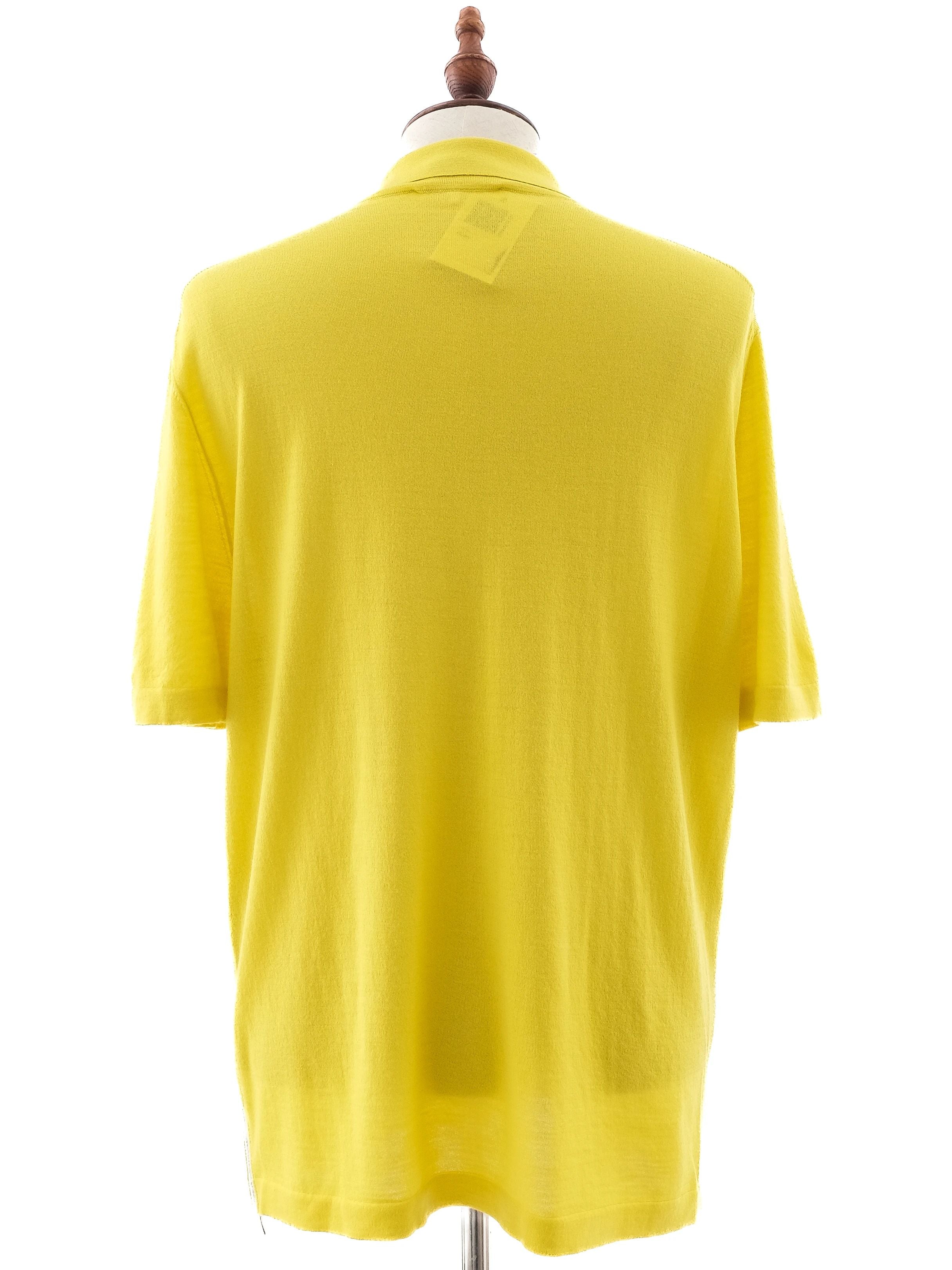 Excellent Hermes Yellow Wool Polo Shirt Size L for Men