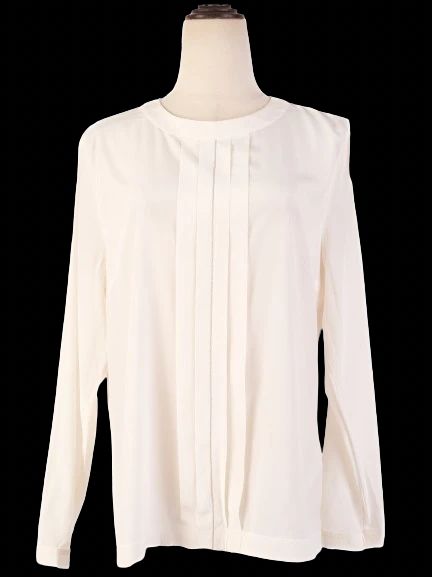 Excellent Peserico White Silk Blouse with Pleated Detailing Size M