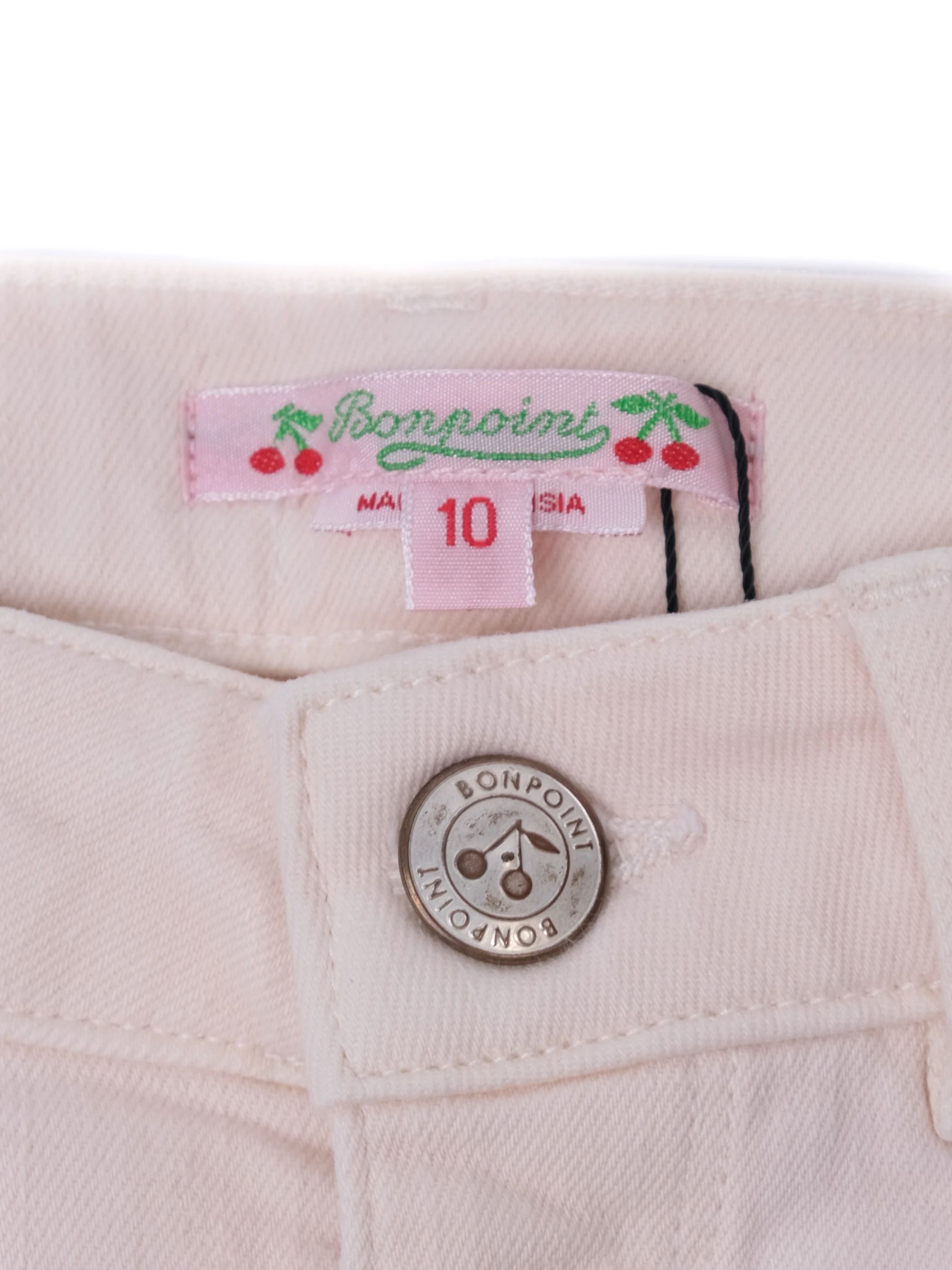 Excellent Bonpoint Pink Cotton Pants Size 10 for Kids with Embroidery