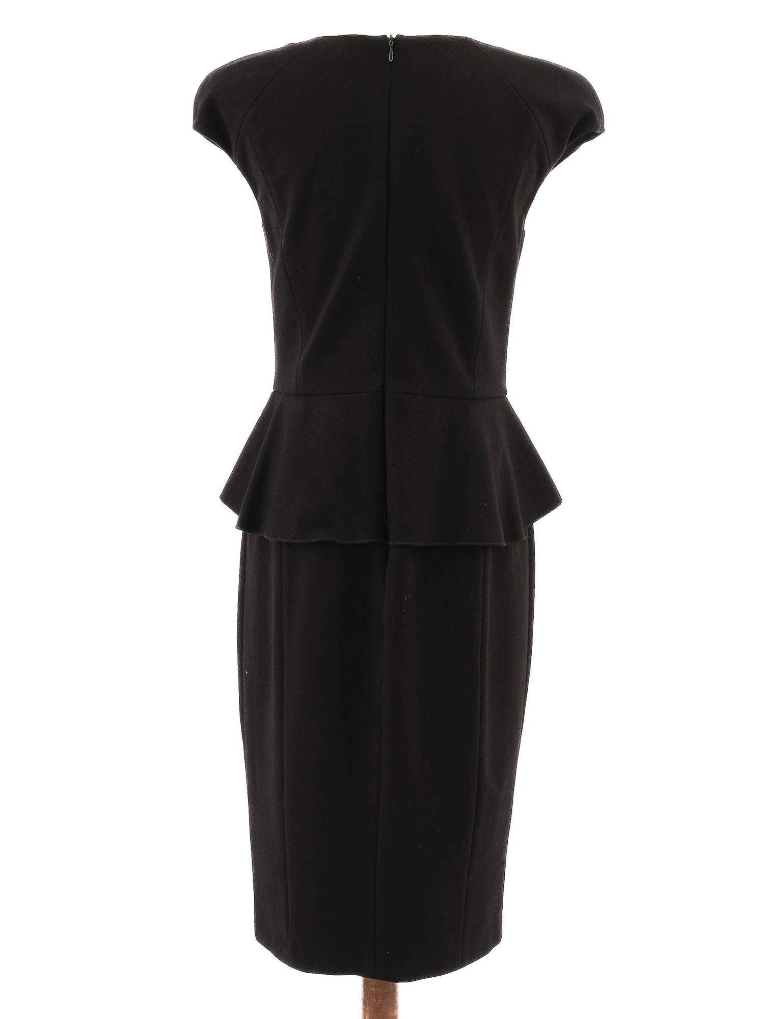 Excellent Marella Black Cocktail Dress Size M Peplum Cap Sleeves