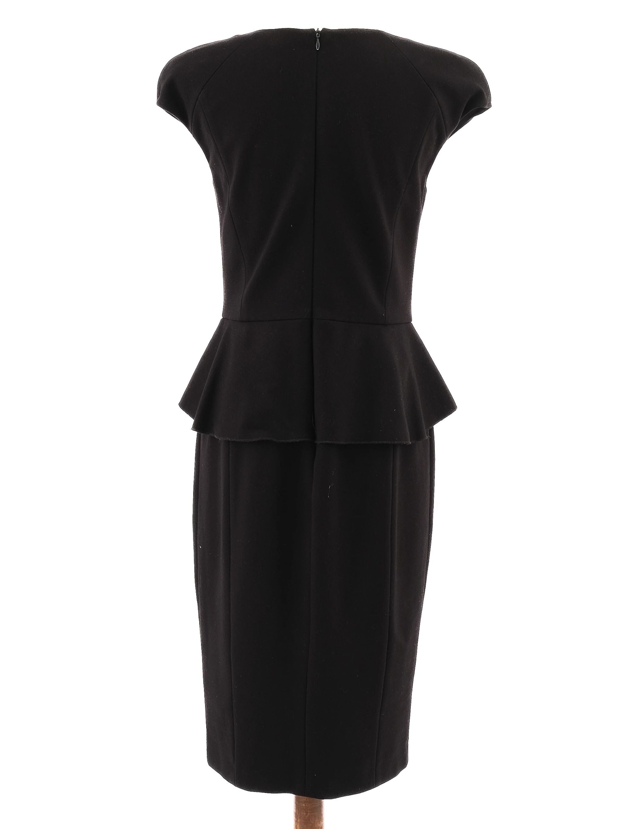 Excellent Marella Black Cocktail Dress Size M Peplum Cap Sleeves