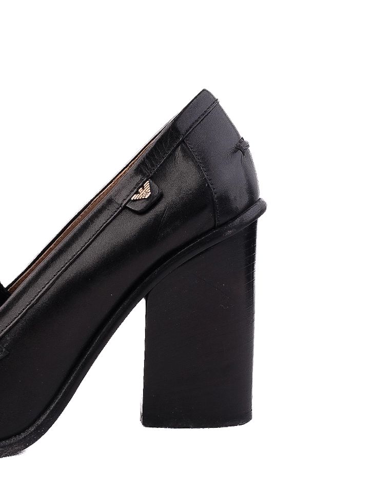 Excellent Emporio Armani Black Leather Loafer-Style Pumps Size 38