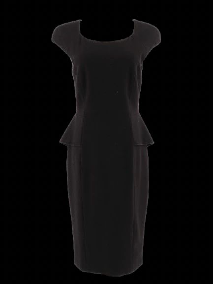 Excellent Marella Black Cocktail Dress Size M Peplum Cap Sleeves
