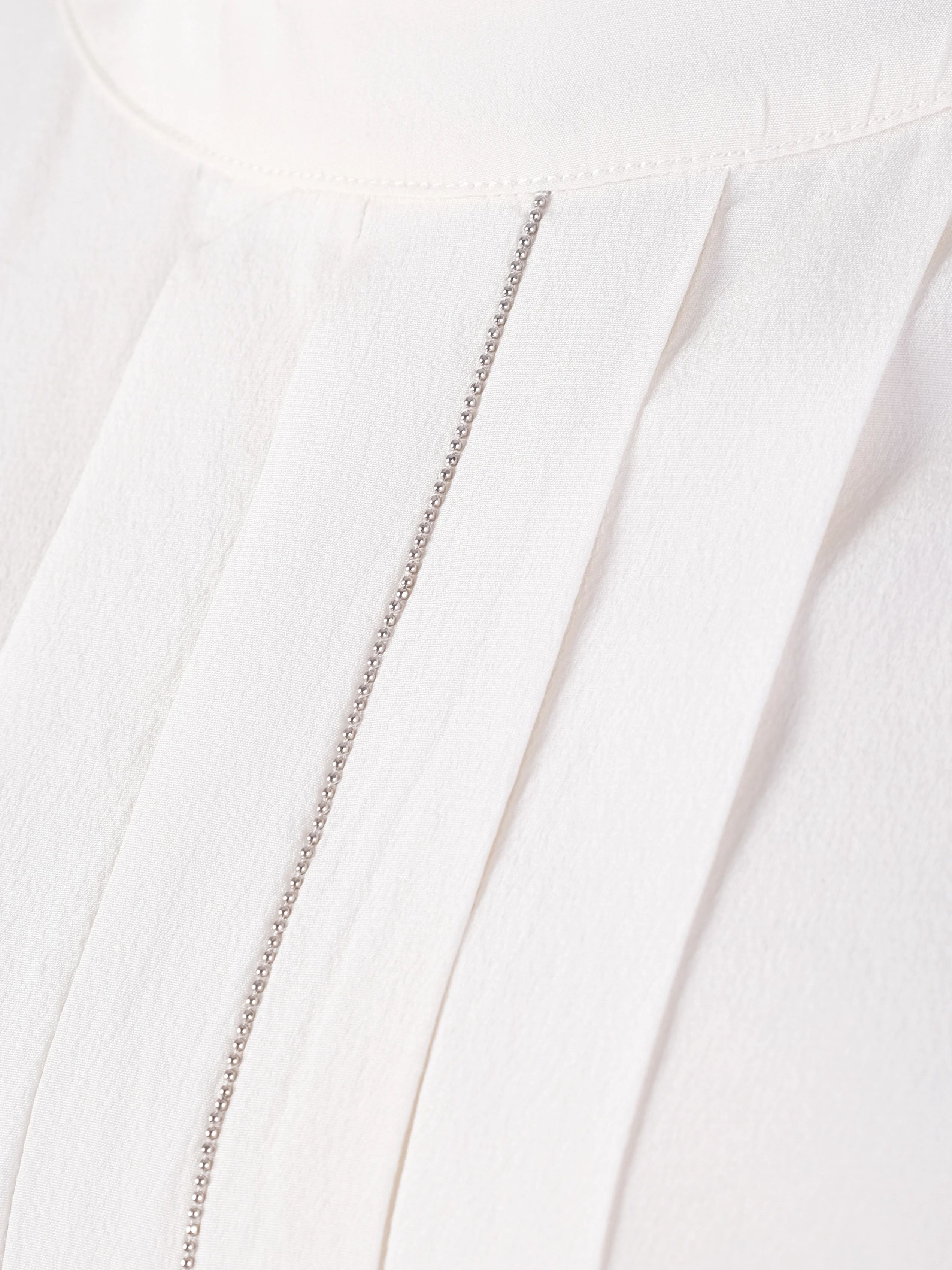 Excellent Peserico White Silk Blouse with Pleated Detailing Size M