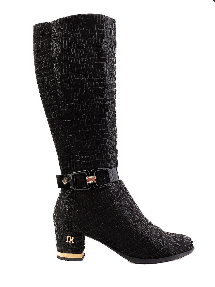 Excellent Renzoni Black Leather Knee-High Boots Size 36.5