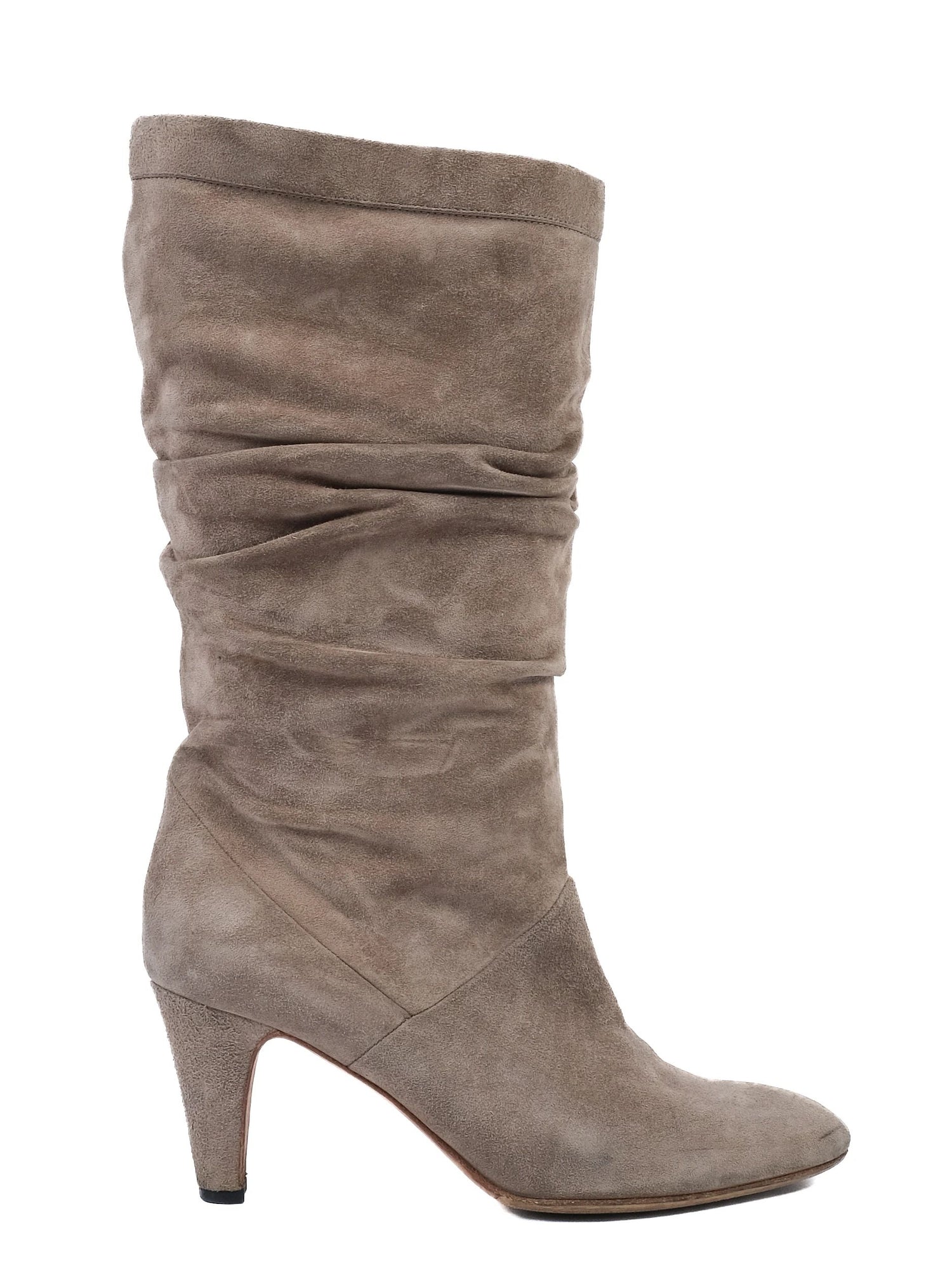 Excellent Brian Atwood Gray Leather Slouchy High-Heeled Boots Size 39