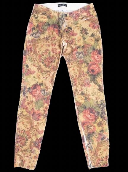 Excellent Dolce & Gabbana Floral Pants XS Velvety Elastane Design