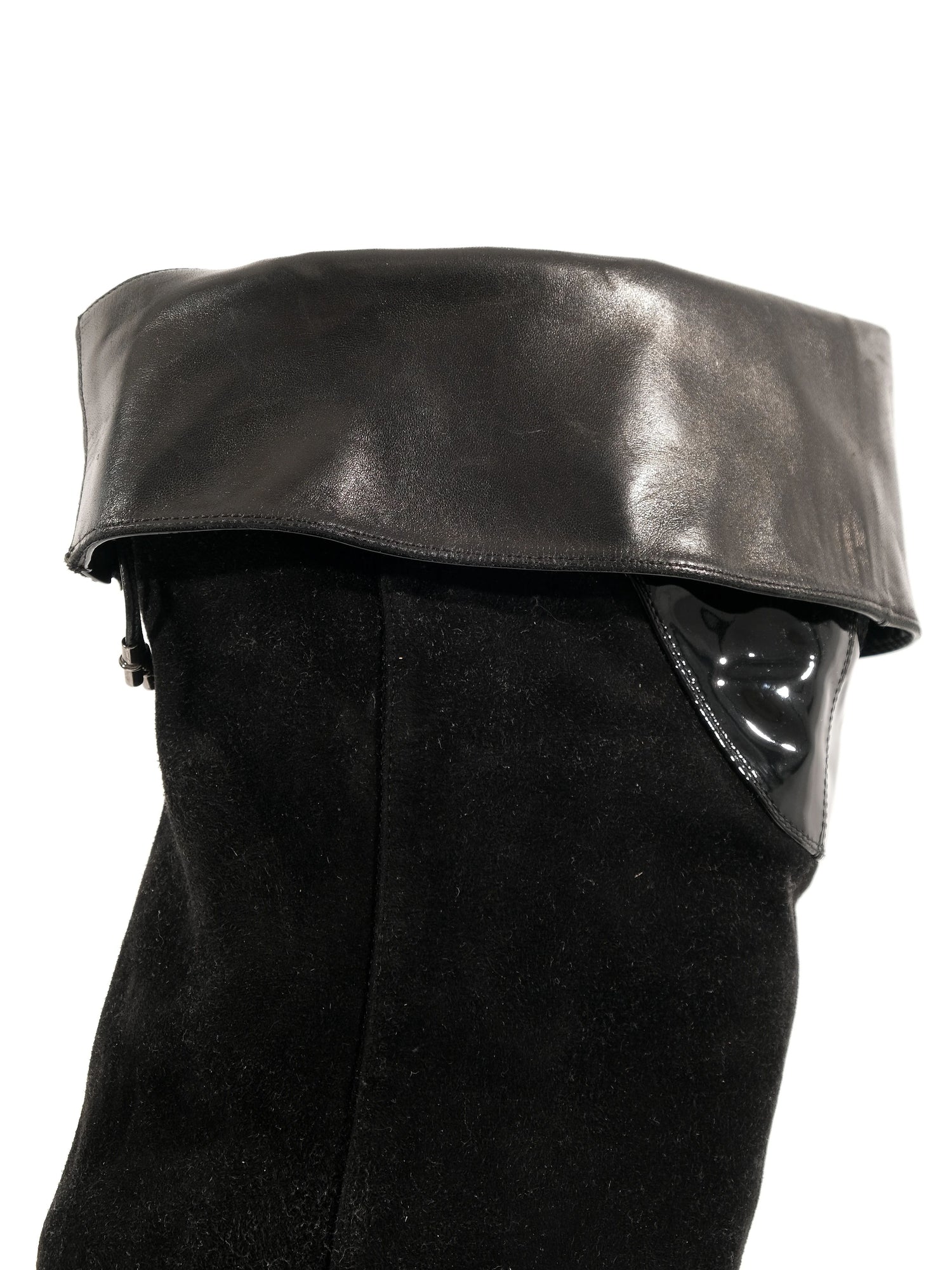 Excellent Gianmarco Lorenzi Black Leather Knee-High Stiletto Boots Size 38