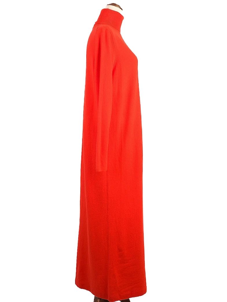 Excellent Allude Wool Long Sleeve Bright Orange Turtleneck Dress Size M