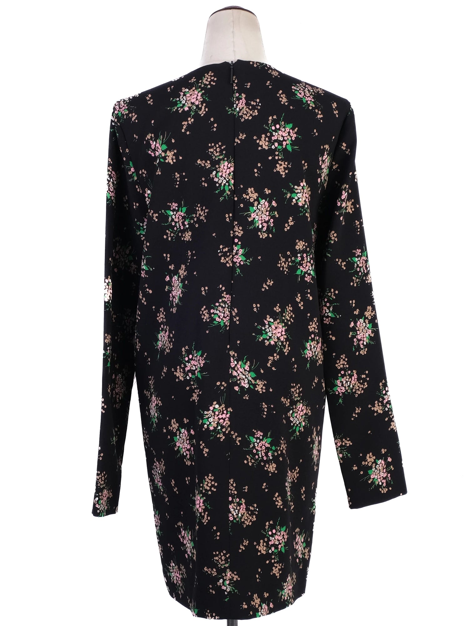 Excellent MSGM Black Floral Dress with Feather Embellishments Size XL