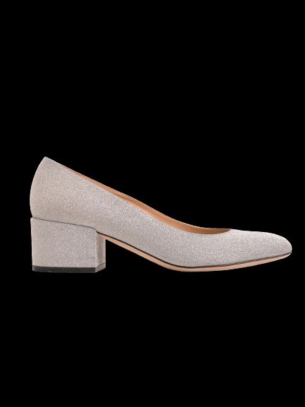 Excellent Sergio Rossi Gray Glitter Block-Heel Shoes Size 37.5