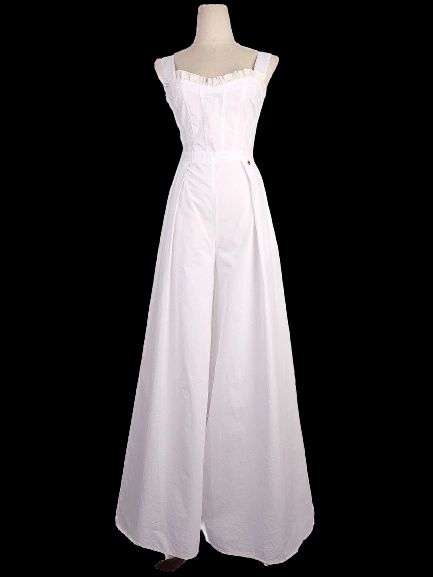 Perfect Elisabetta Franchi White Ruffled Jumpsuit Size 40