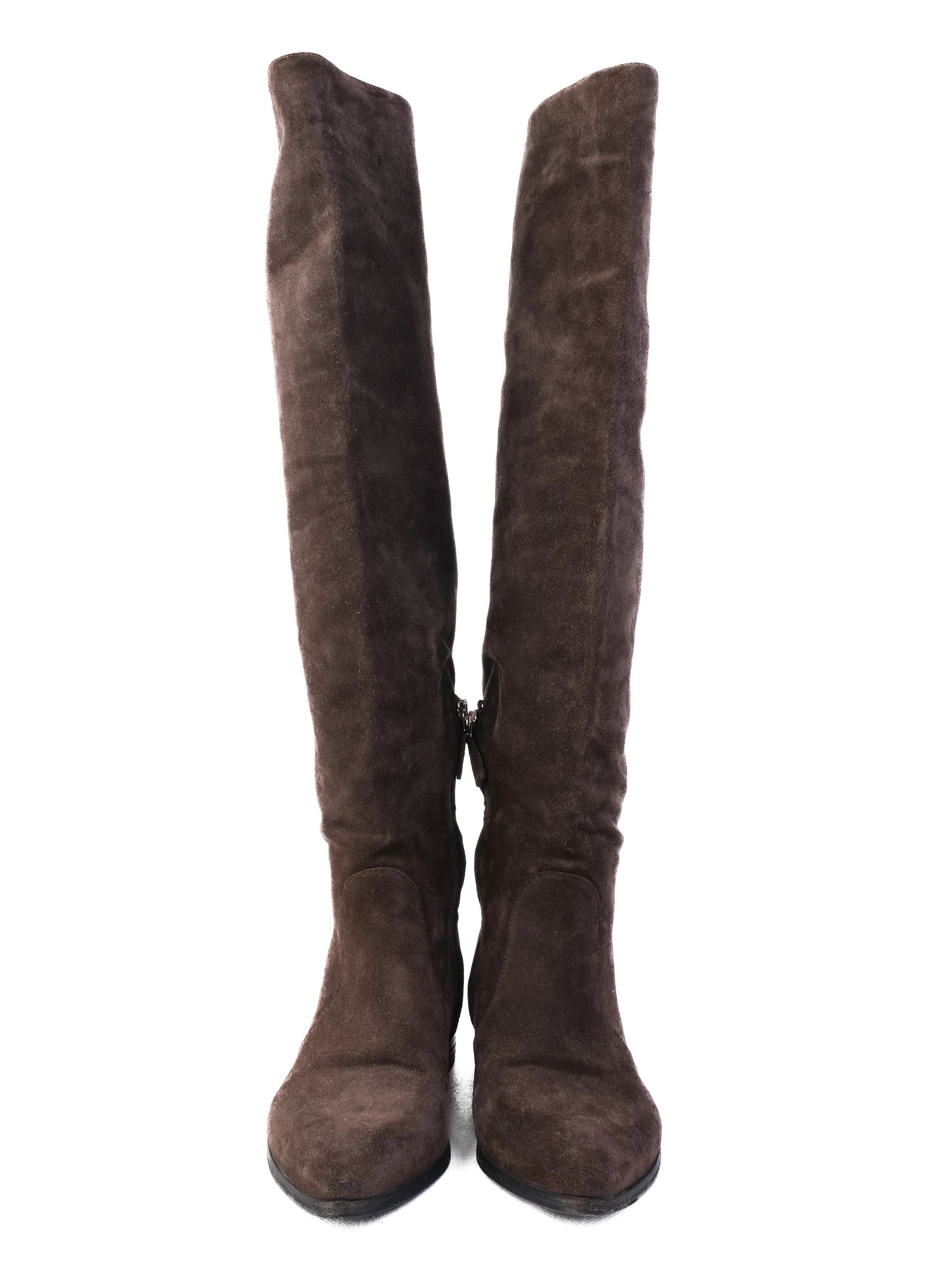 Excellent Prada Gray Leather Knee-High Boots Size 36