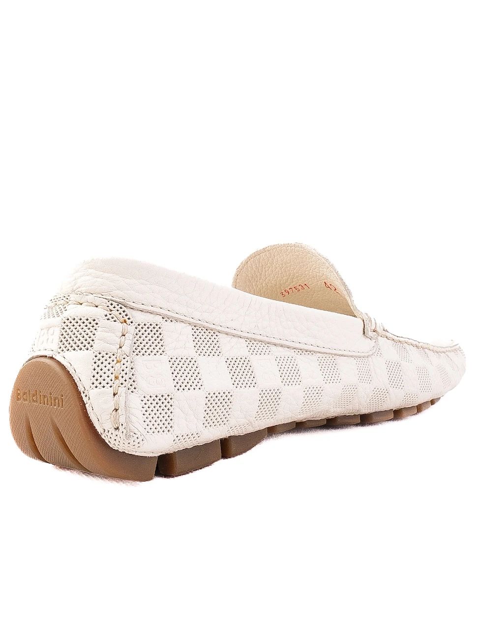 Excellent Baldinini White Leather Loafers with Checkered Pattern