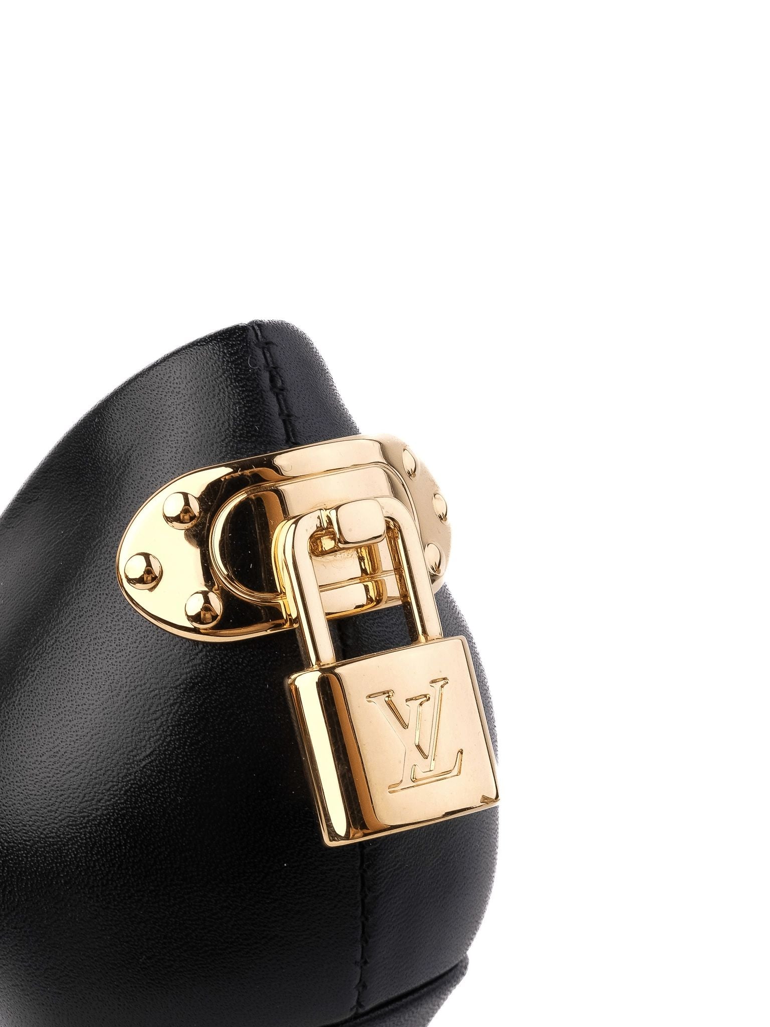NEW Louis Vuitton Black Leather High-Heeled Shoes Size 38