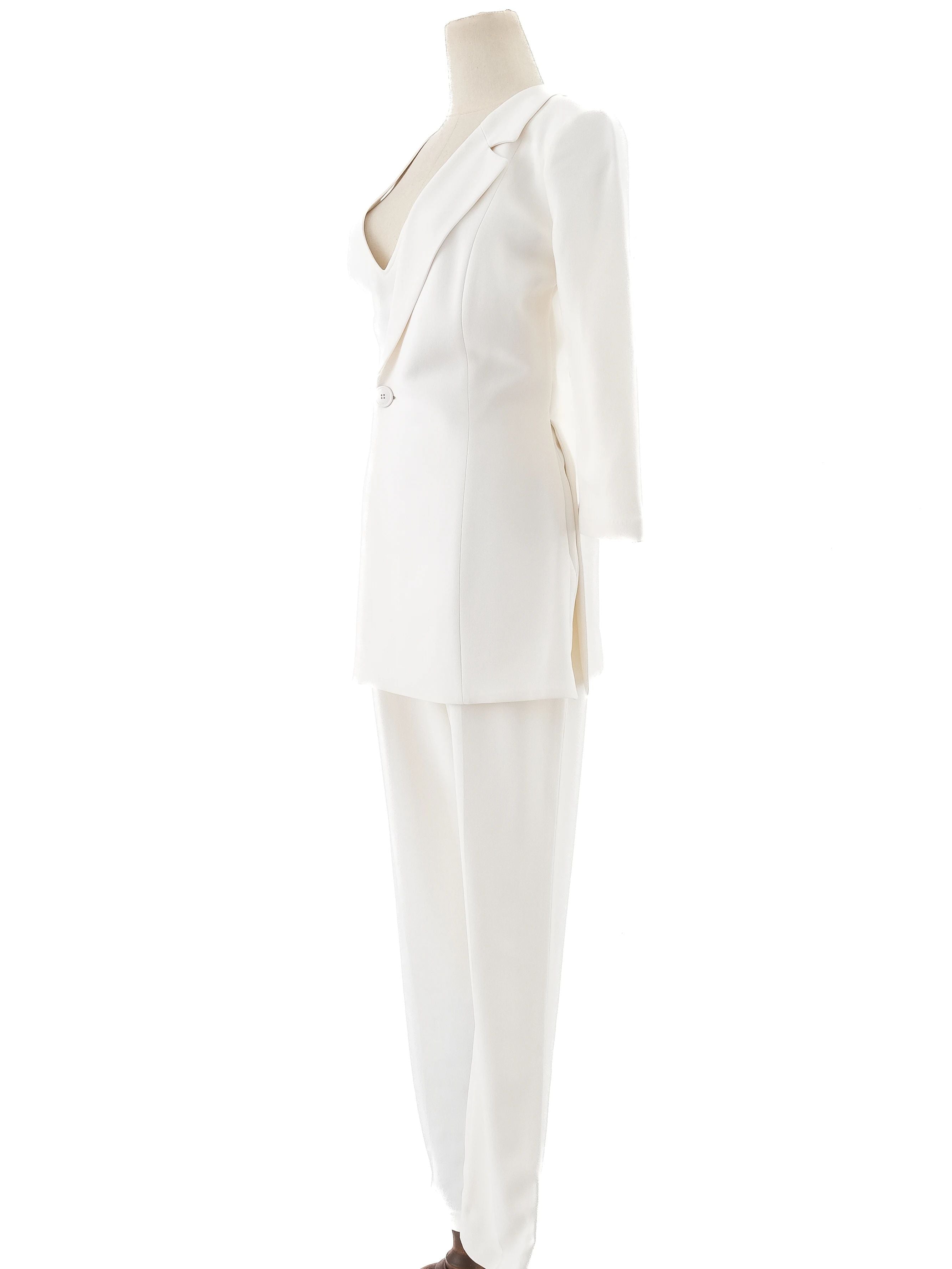 NEW Elisabetta Franchi White Asymmetrical Jumpsuit Size L