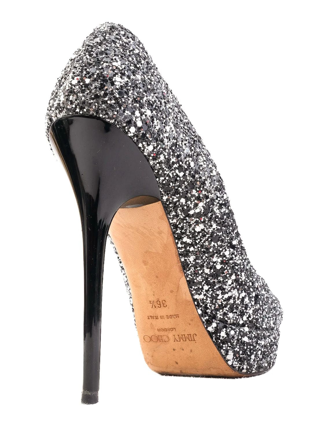 Excellent Jimmy Choo Gray Leather High-Heeled Shoes Size 36.5