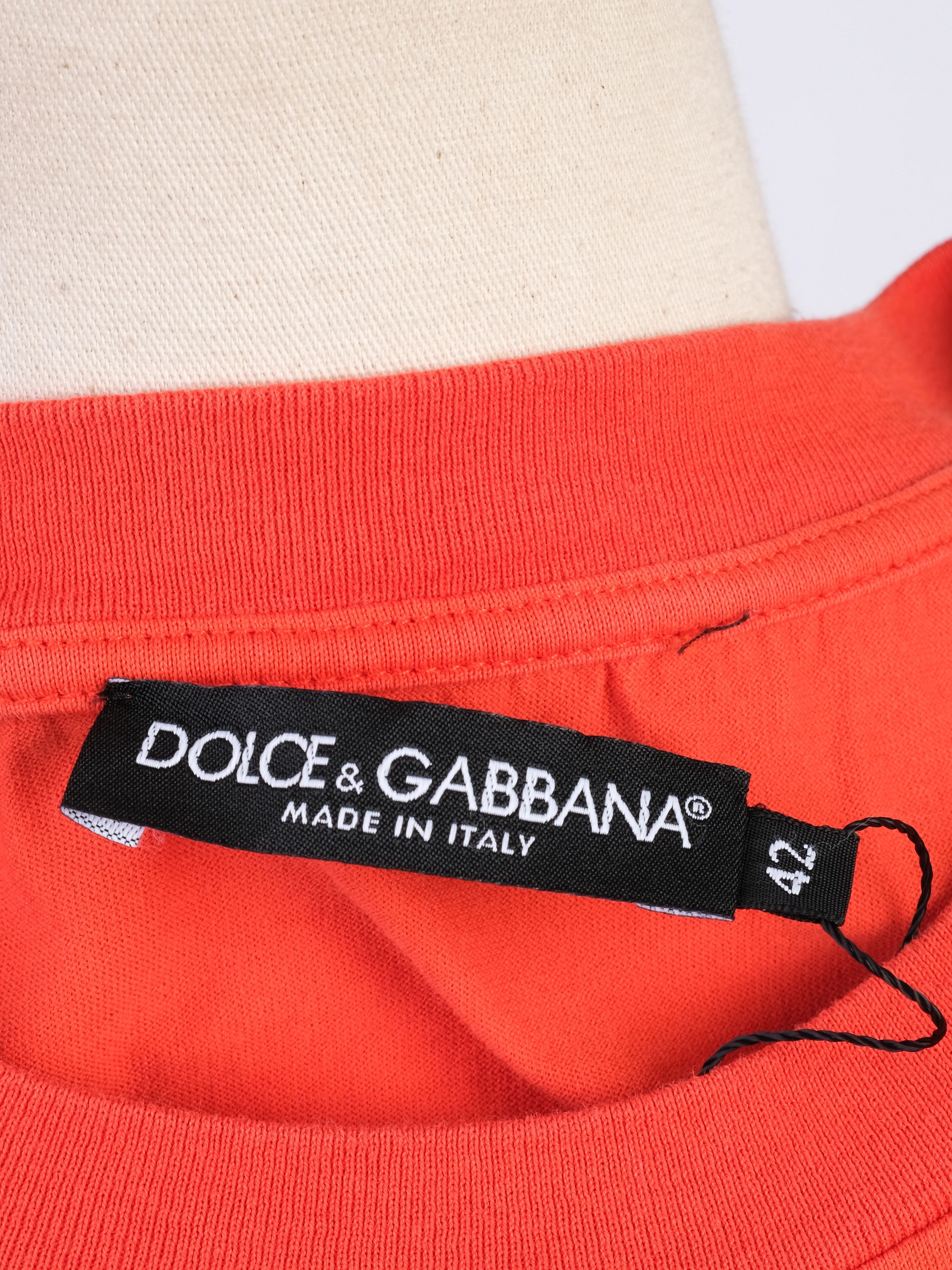 Excellent Dolce Gabbana Orange Floral AppliquŽ T-Shirt Size M