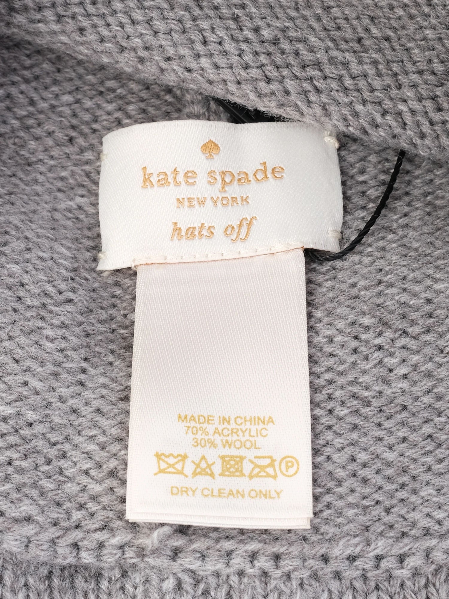 Excellent Kate Spade Gray Wool Beanie Hat with Bow Size S
