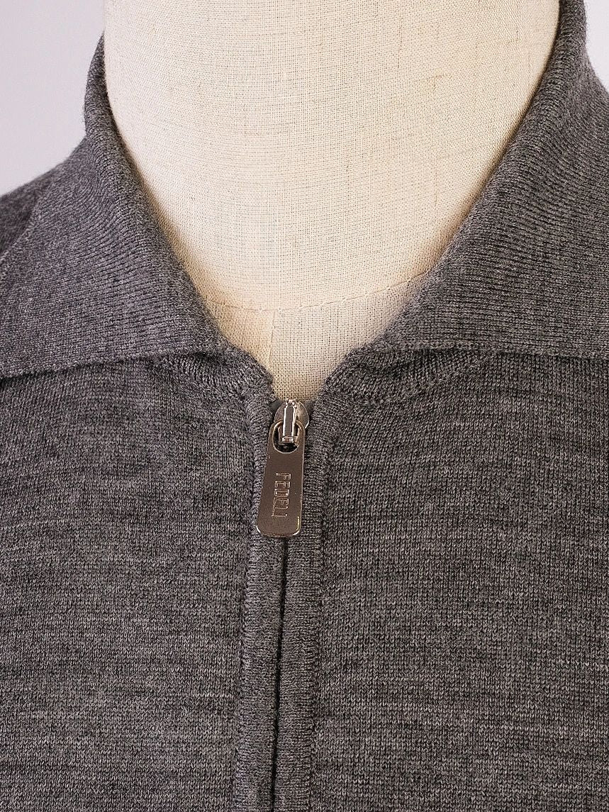 Excellent Fedeli Gray Wool Long-Sleeved Sweater Size L