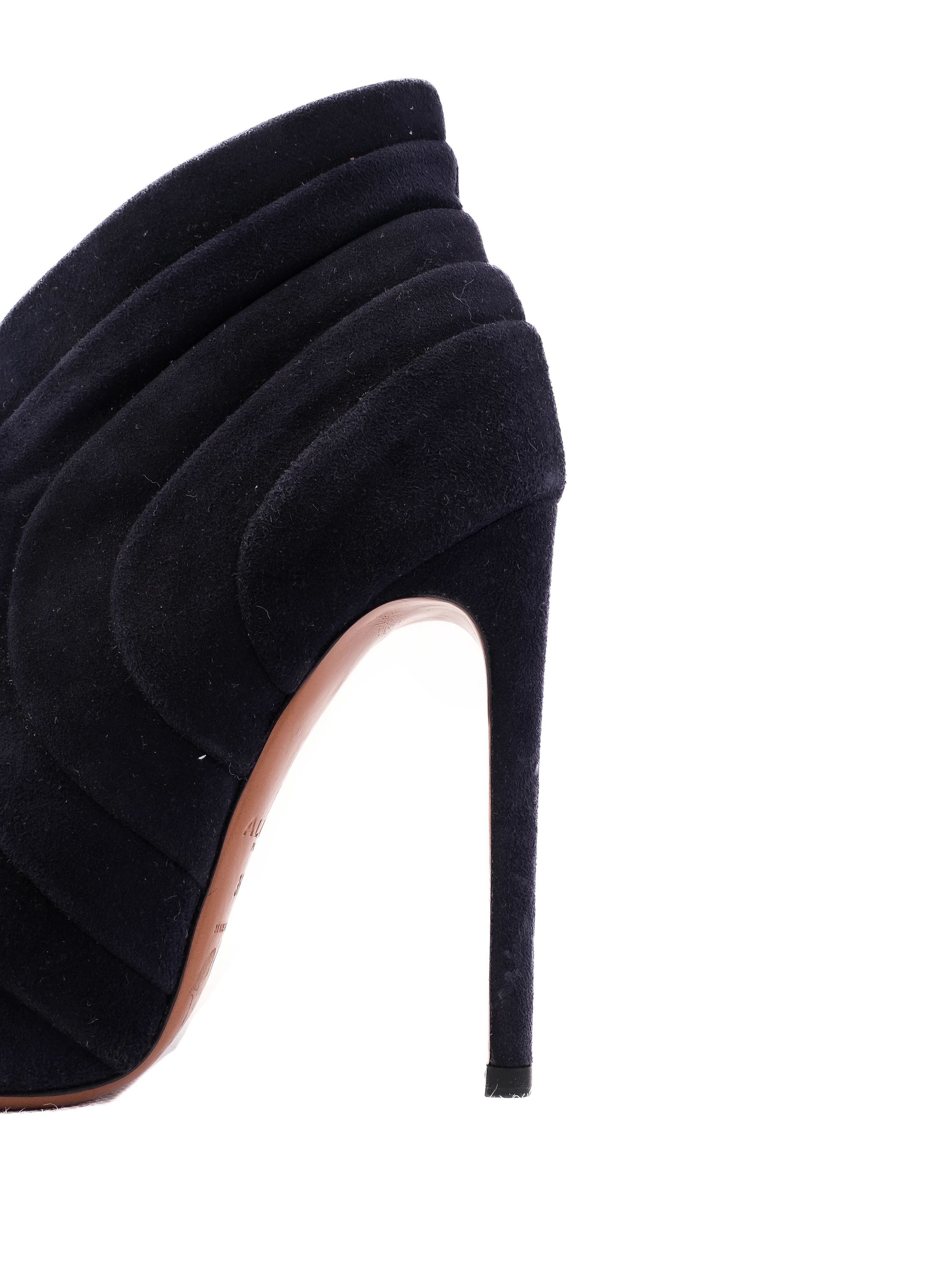 Excellent Alaia Blue Genuine Suede High-Heeled Ankle Boots Size 36.5