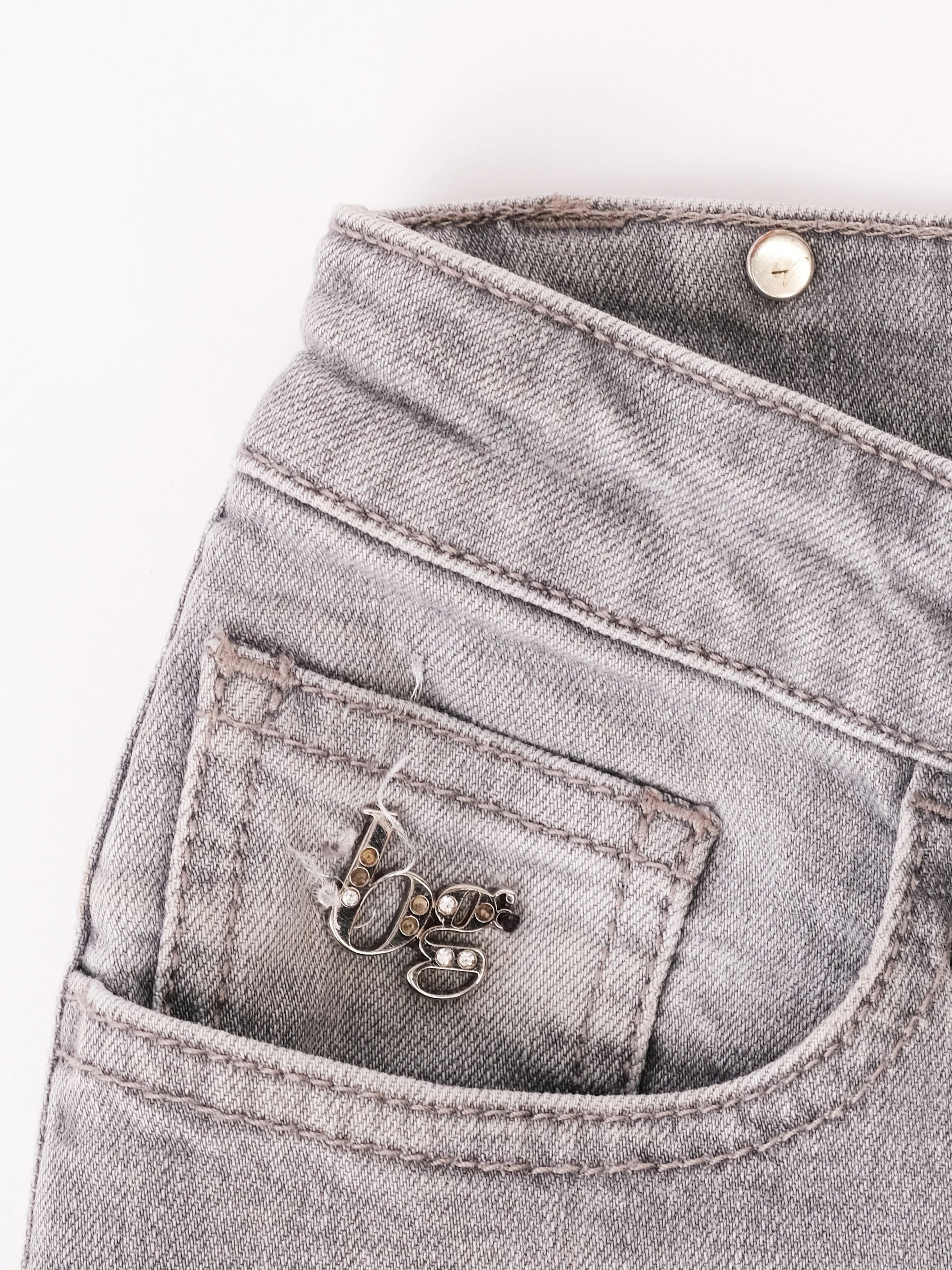 Excellent Blumarine Gray Denim Jeans Size S with Metal Embellishments