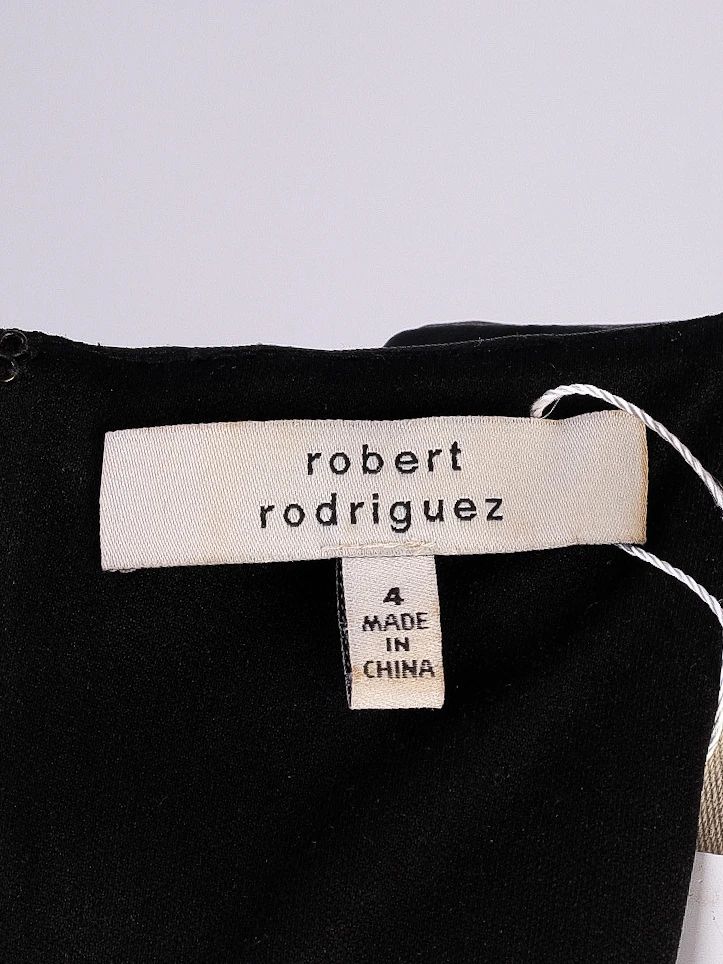 Excellent Robert Rodriguez Black Leather Dress Size 4 S Cut-Out Detail