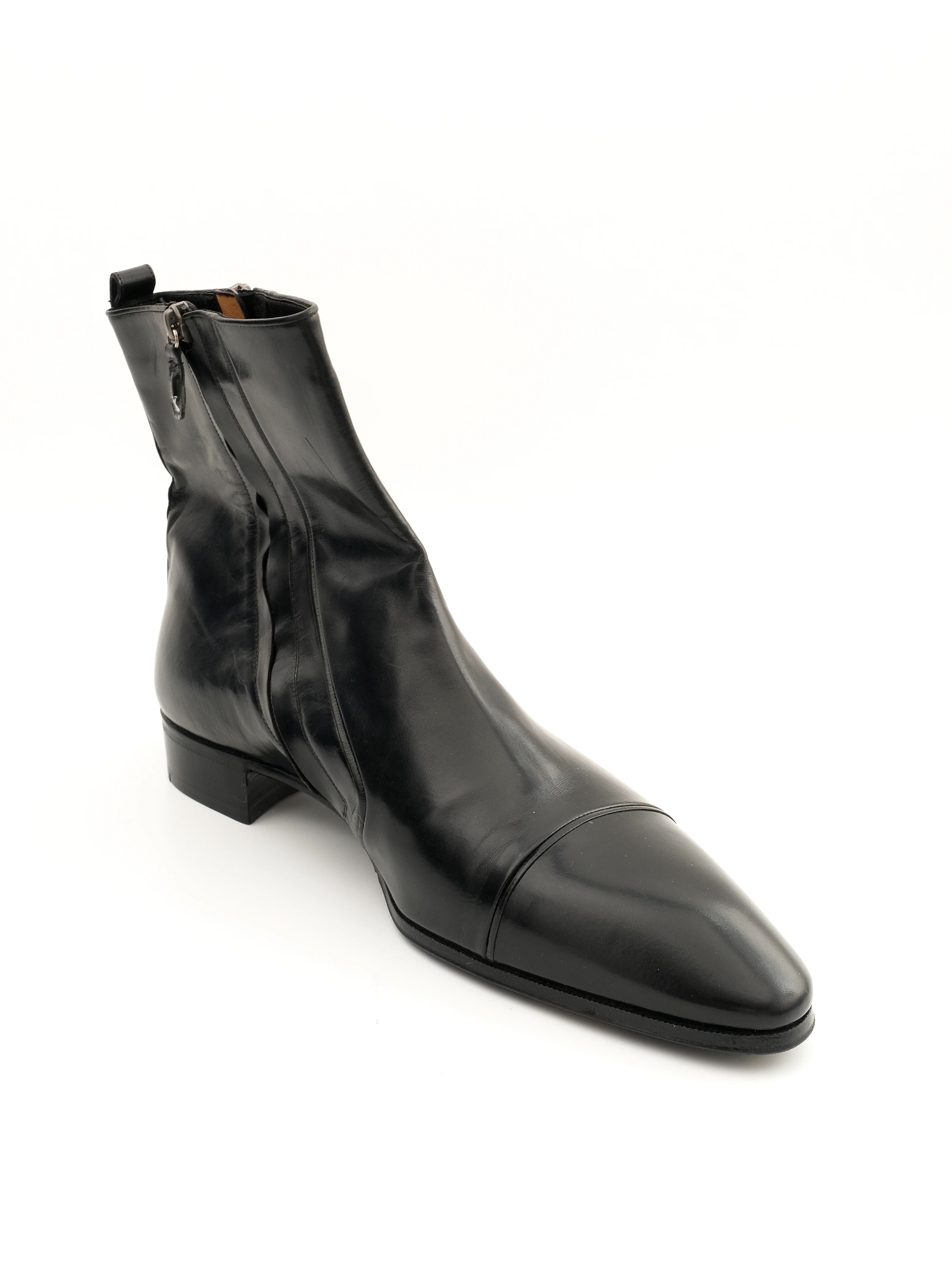 NEW Antonio Grand Bottier Black Leather Ankle Boots Size 45