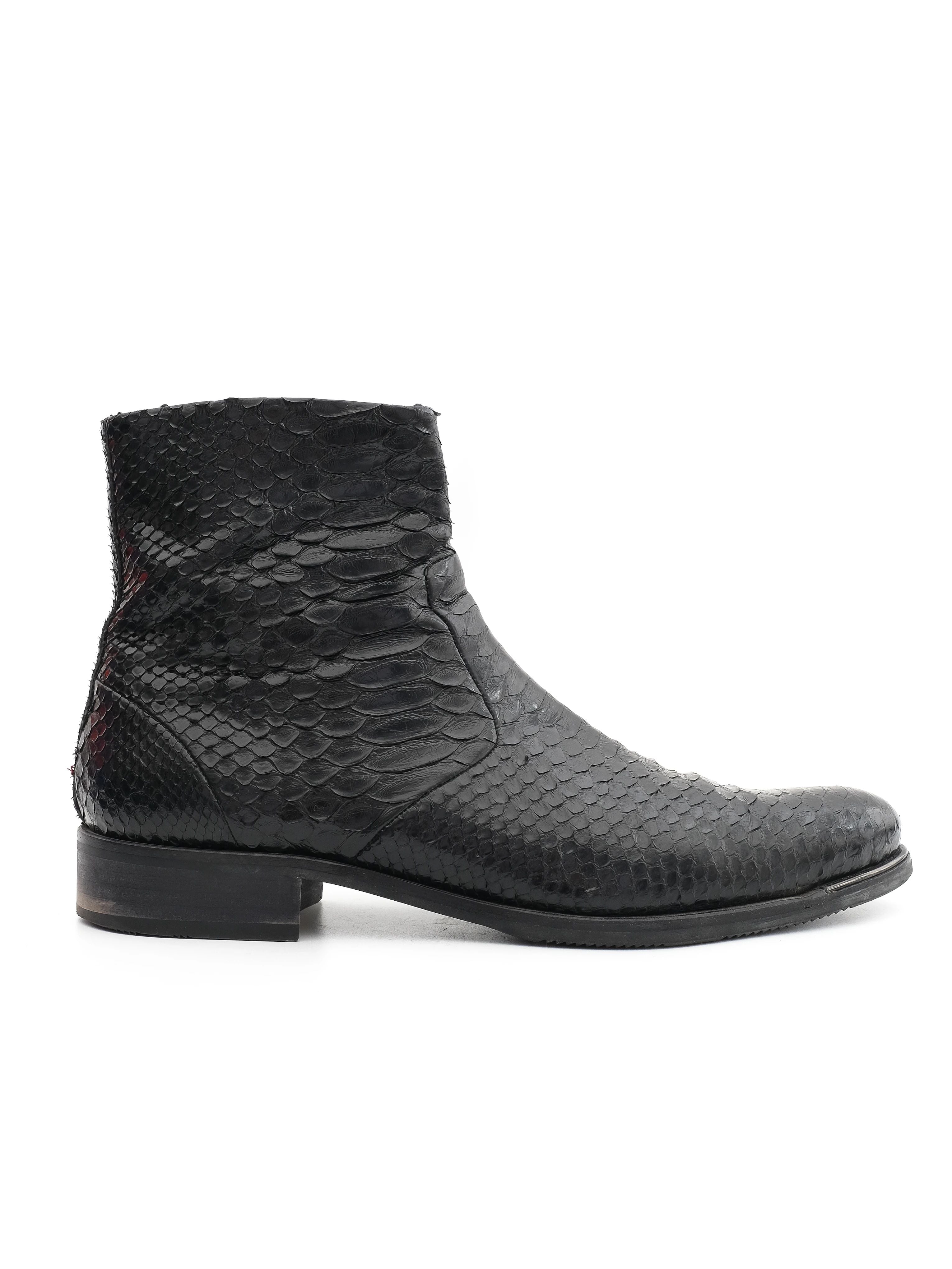 Baldinini Black Leather Snake Skin Boots Size 43 Excellent Condition