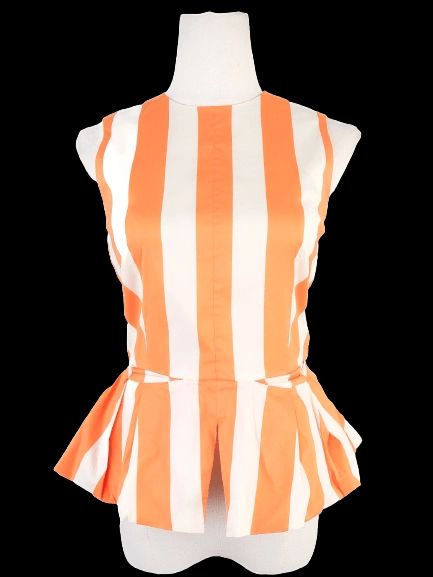 Excellent TOGA Archives Peplum Top Orange Cupro Striped WomenÕs Size