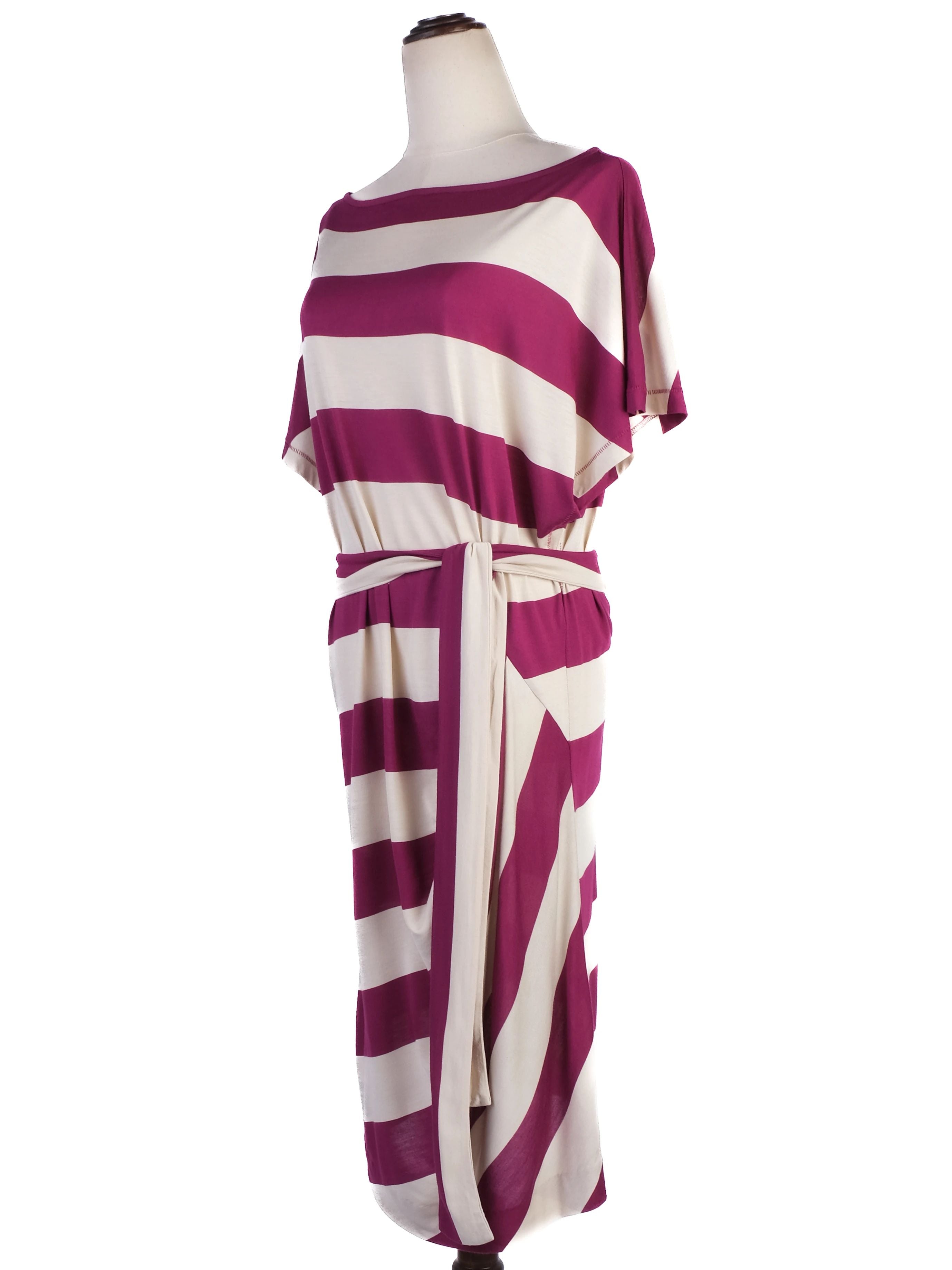 NEW By Malene Birger Striped Dress Maroon Cream Size XS
