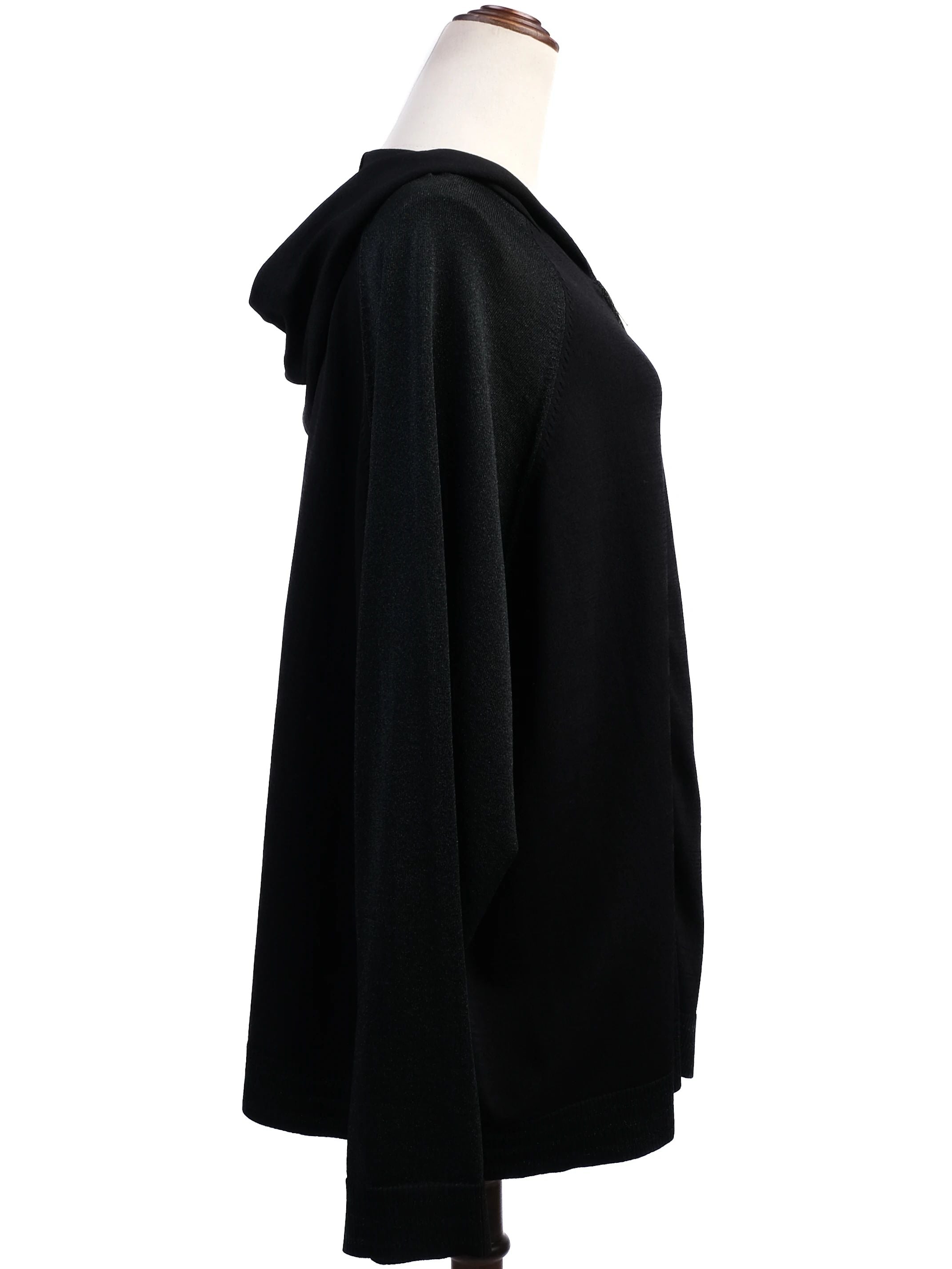 Excellent Marina Rinaldi Black Hooded Jacket XL Viscose YKK Zipper