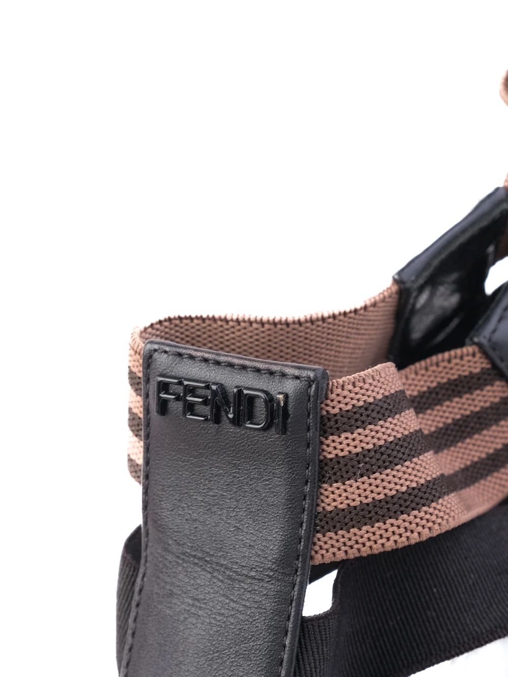 Perfect Fendi Black Leather Wedge Sandals with T-Strap Design