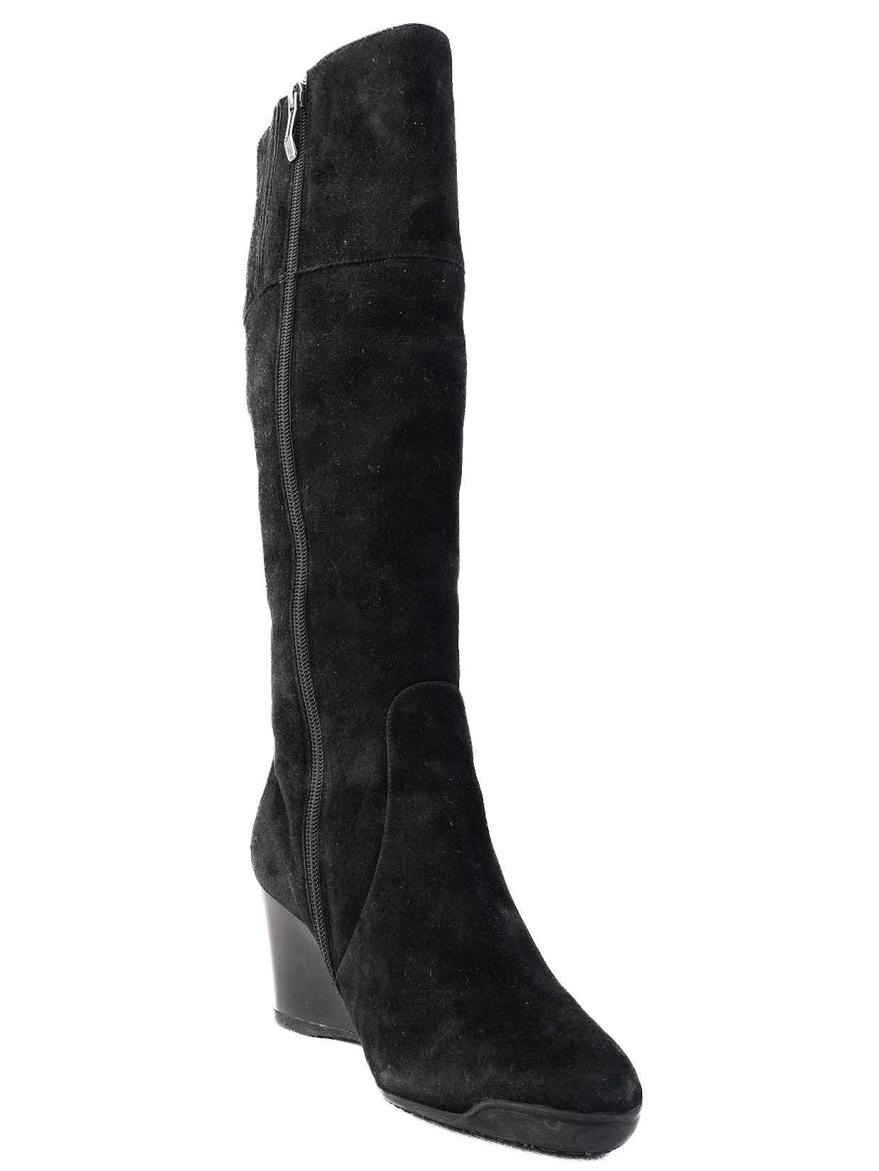 Perfect Giovanni Fabiani Black Leather Wedge-Heeled Boots Size 37