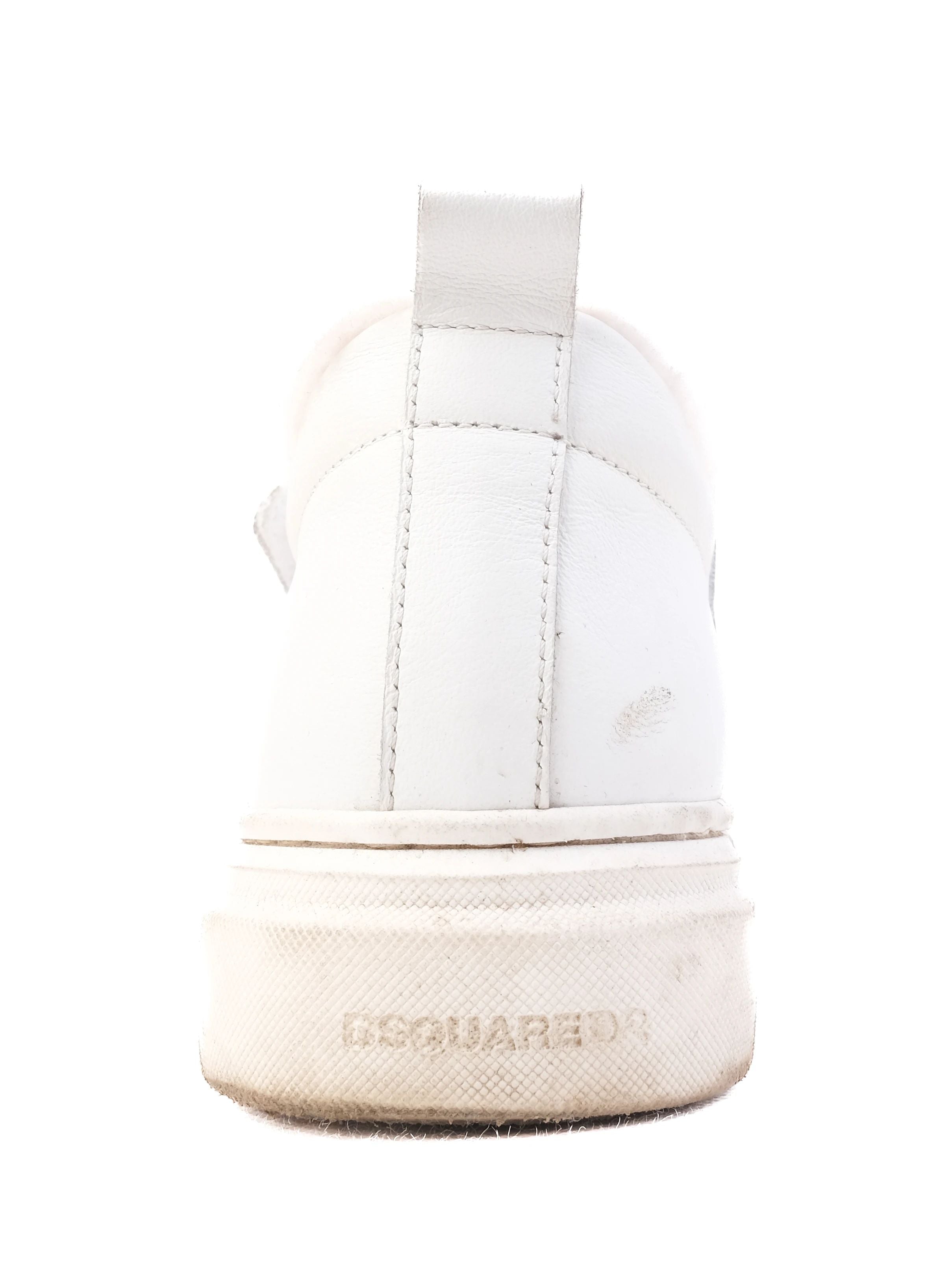 Good Dsquared2 White Leather Sneakers Size 37 with Fur Lining