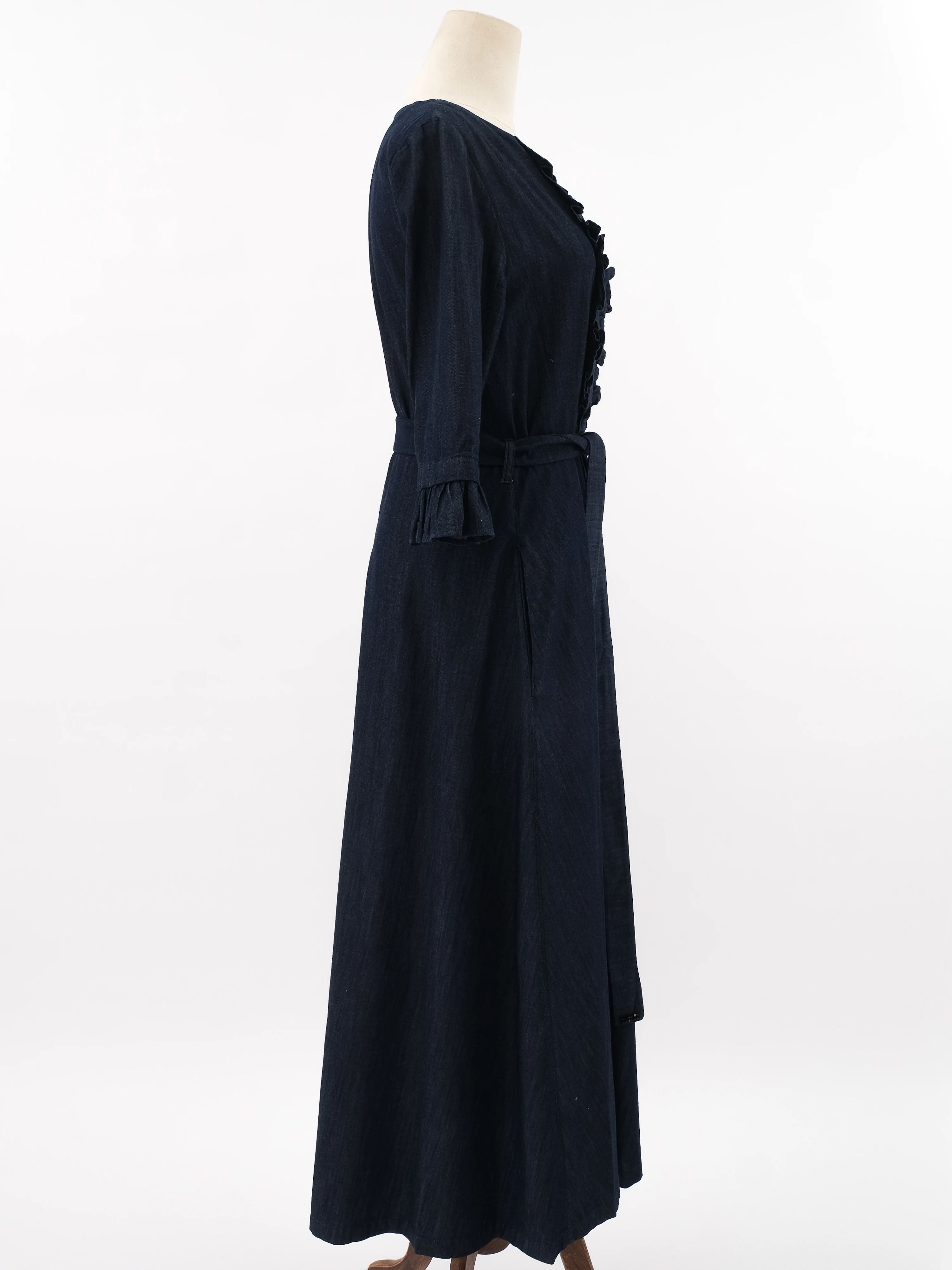 Excellent Max Mara Blue Cotton Long Sleeve Dress Size L