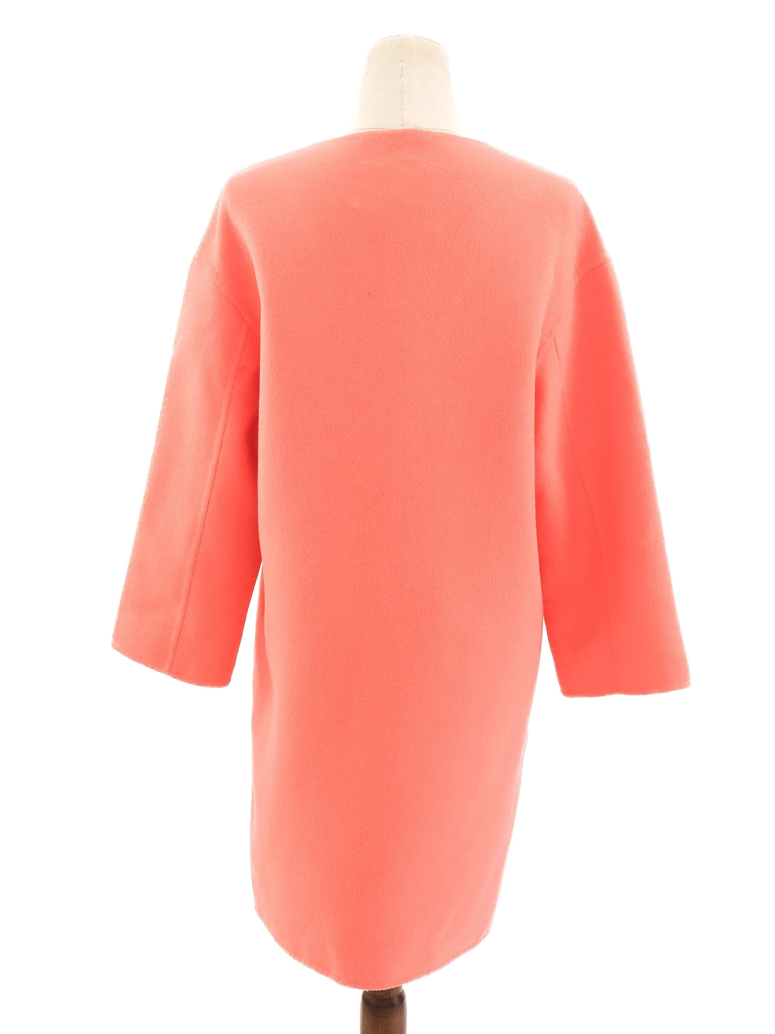 Excellent Prada Pink Wool Coat Medium with Stand-Up Collar