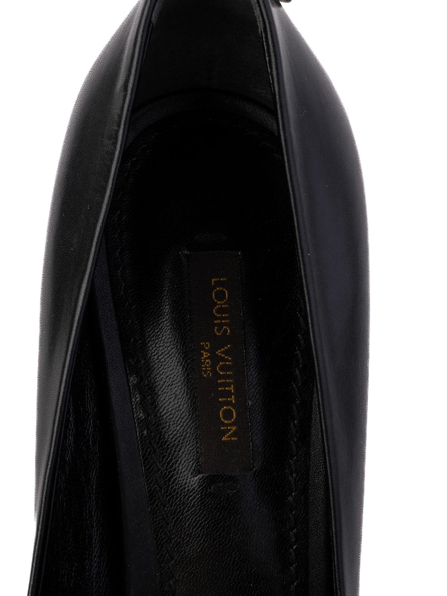 NEW Louis Vuitton Black Leather High-Heeled Shoes Size 38
