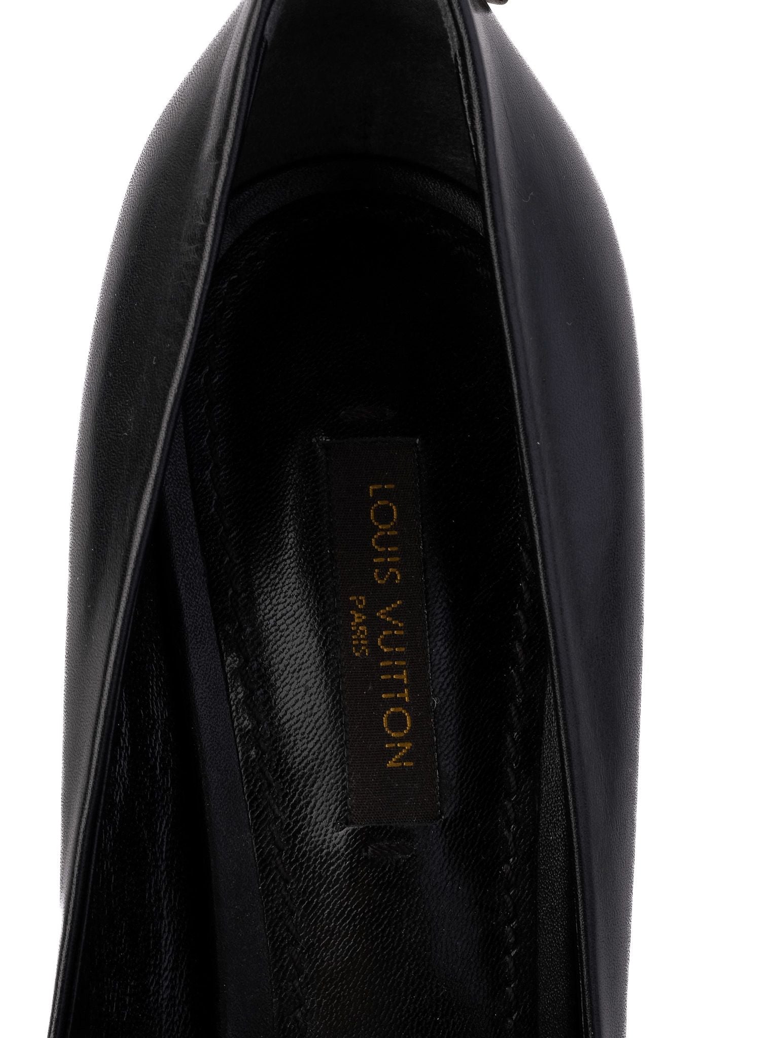 NEW Louis Vuitton Black Leather High-Heeled Shoes Size 38