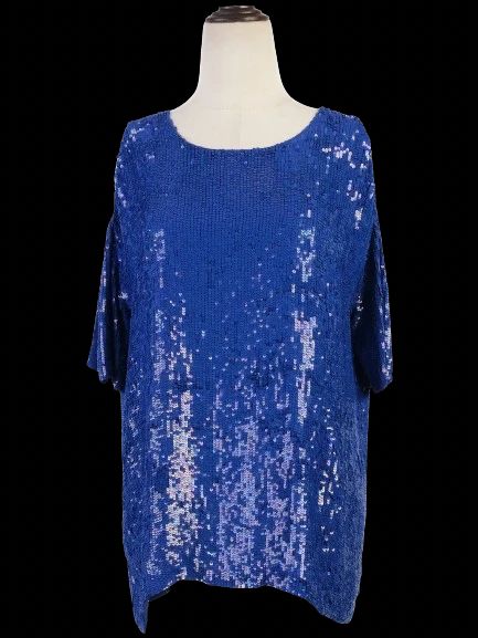 Excellent P.A.R.O.S.H. Blue Sequin Top Women&
