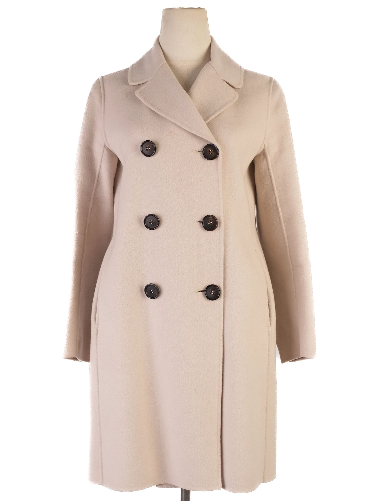 Excellent Max Mara Gray Wool Double-Breasted Coat Size S