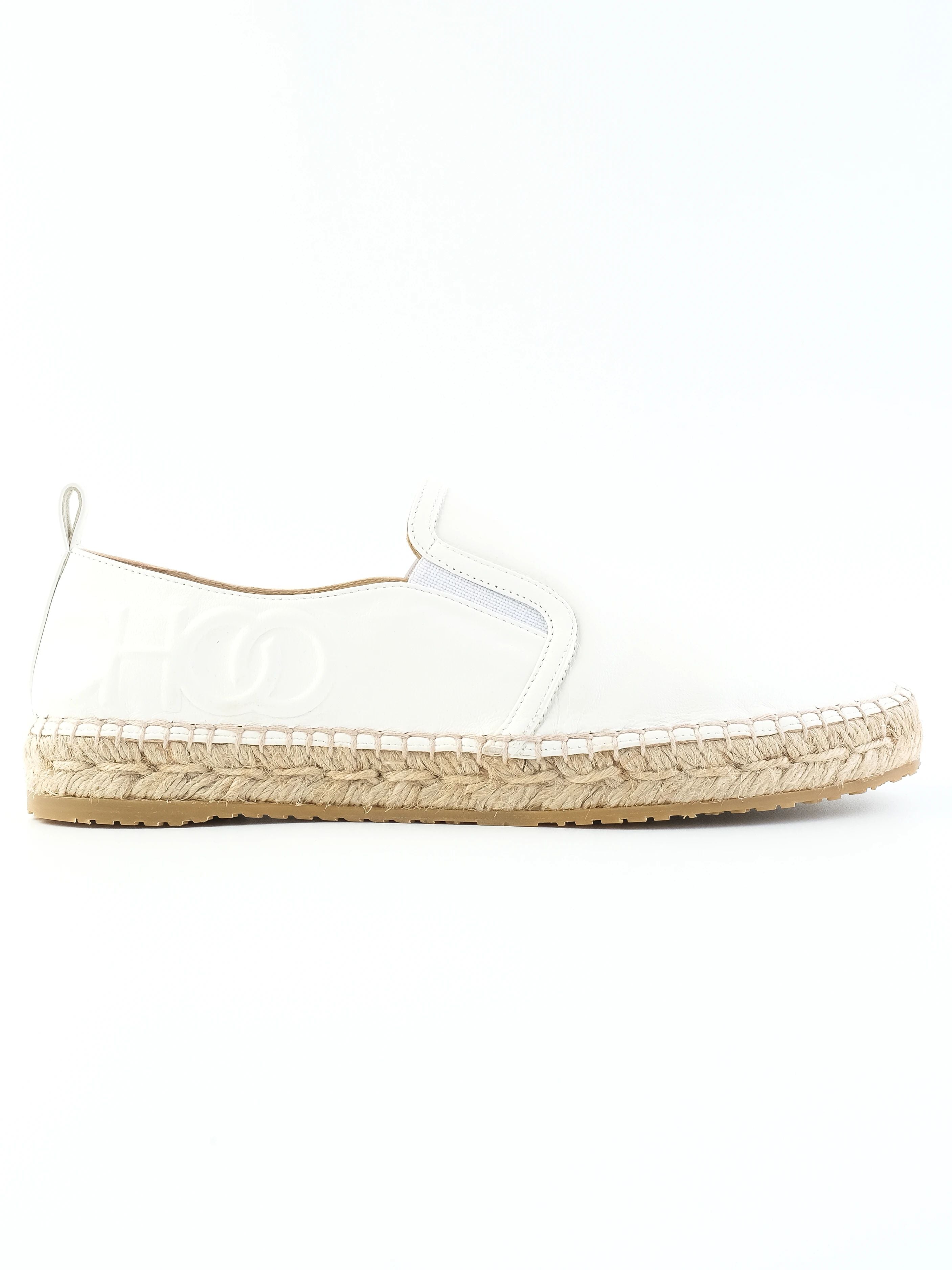 NEW Jimmy Choo White Leather Slip-On Espadrilles Women Size 39