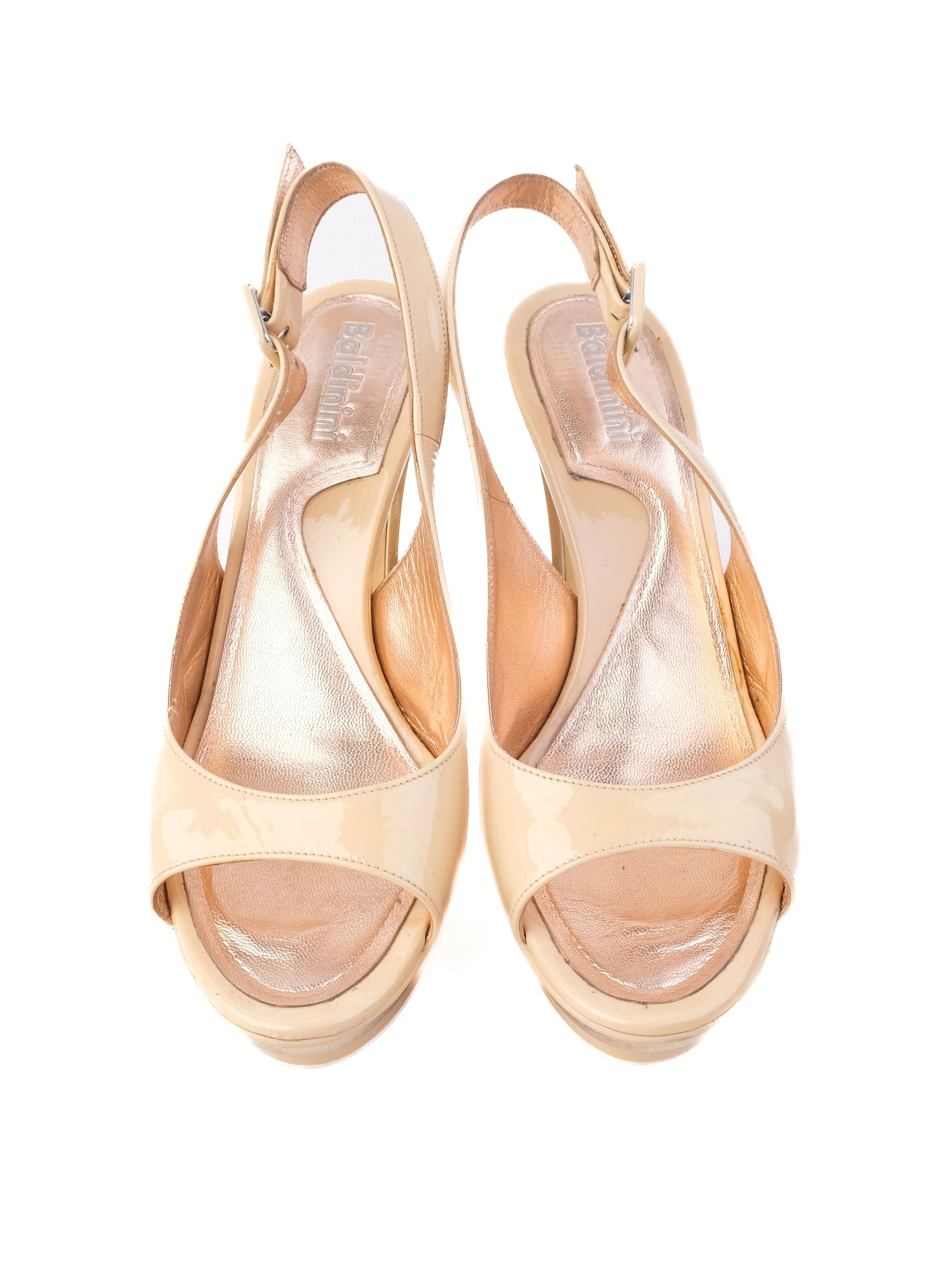 Average Baldinini White Leather High-Heeled Platform Sandals Size 38