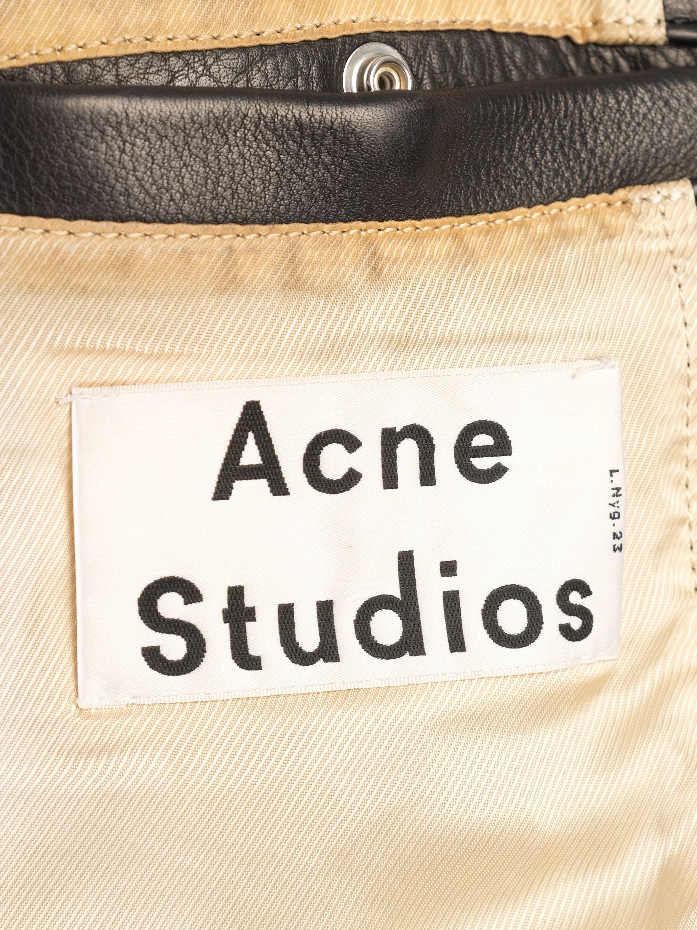 Excellent Acne Studios Black Leather Motorcycle Jacket Men