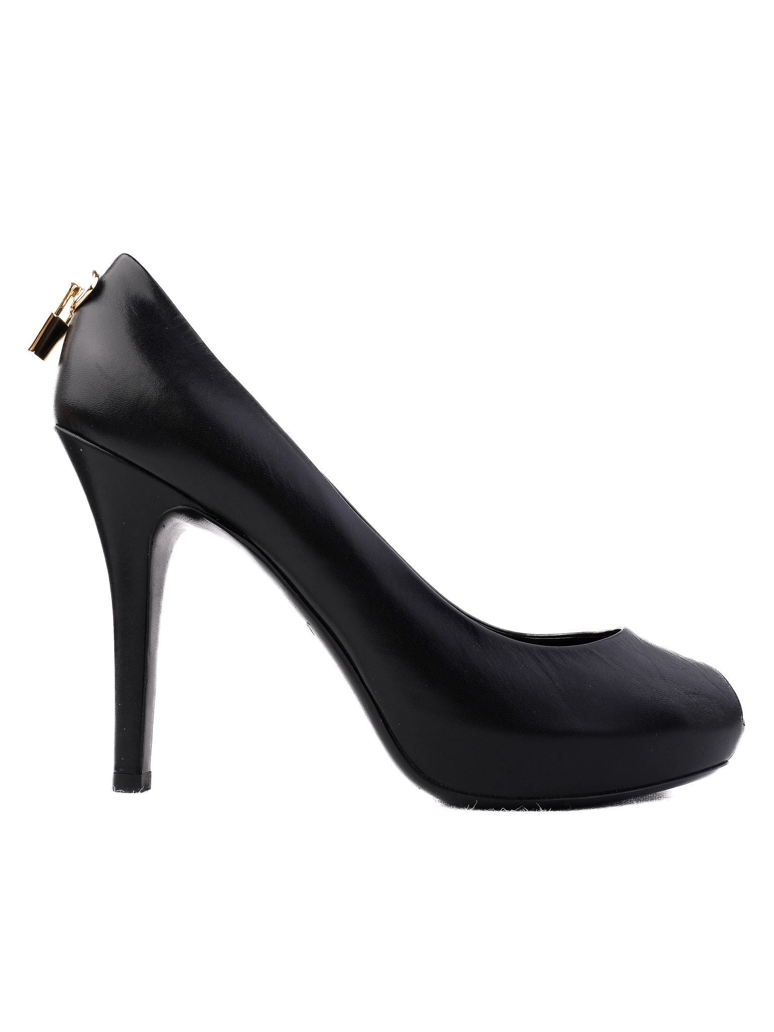 NEW Louis Vuitton Black Leather High-Heeled Shoes Size 38