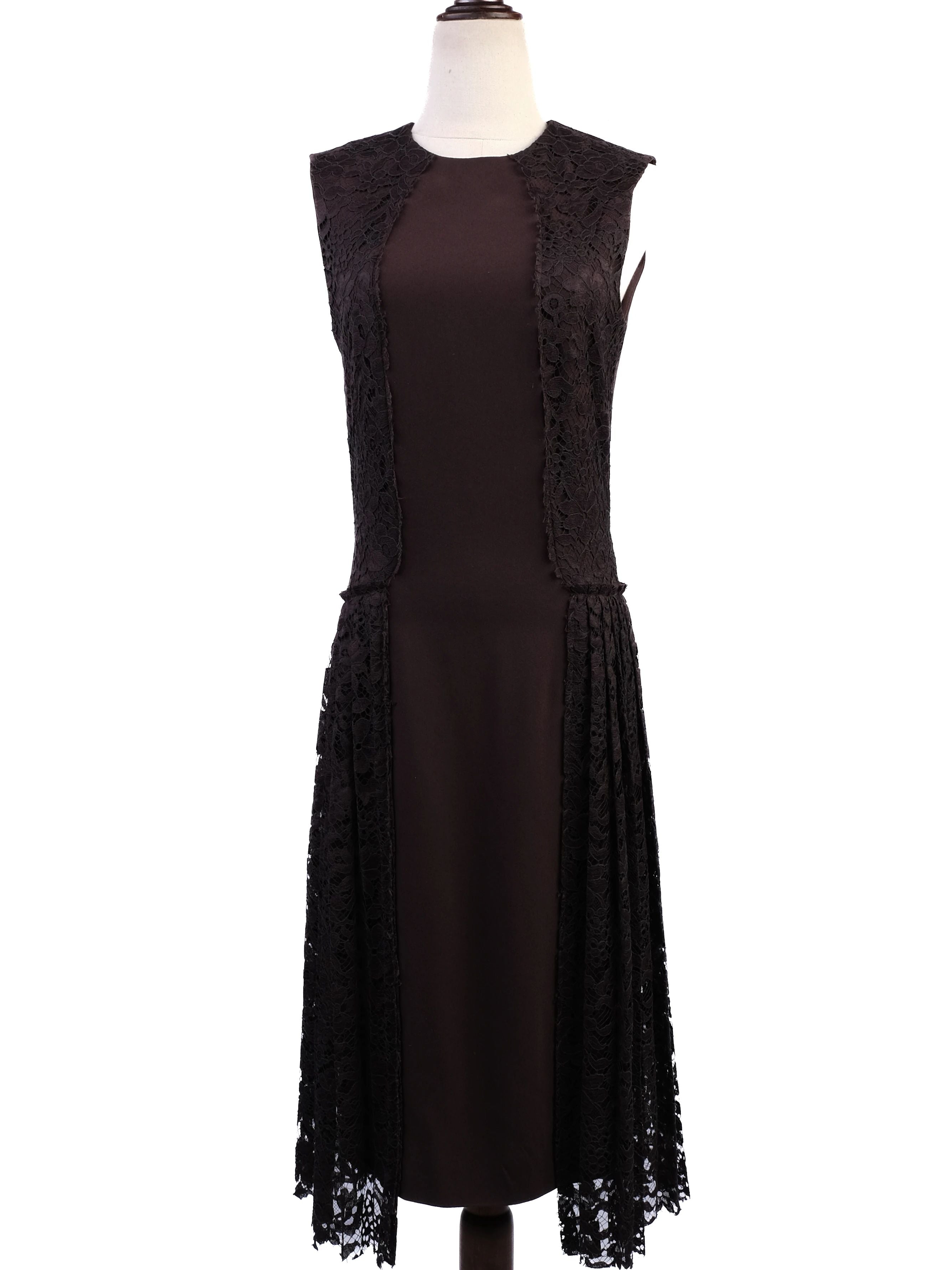 Joseph Black Sleeveless Dress with Lace Detail Size S Excellent