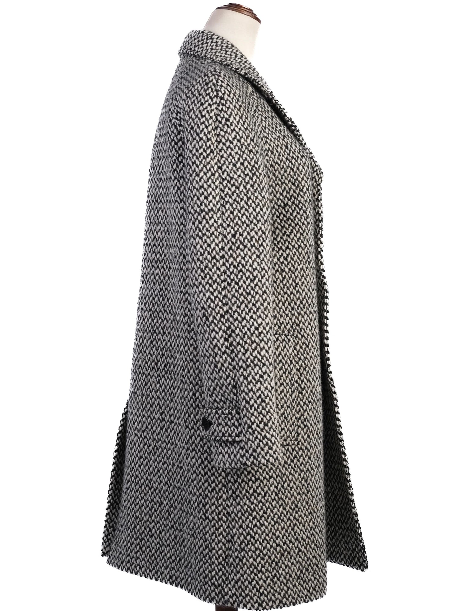 Excellent Saint Laurent Gray Wool Coat XS with Textured Pattern