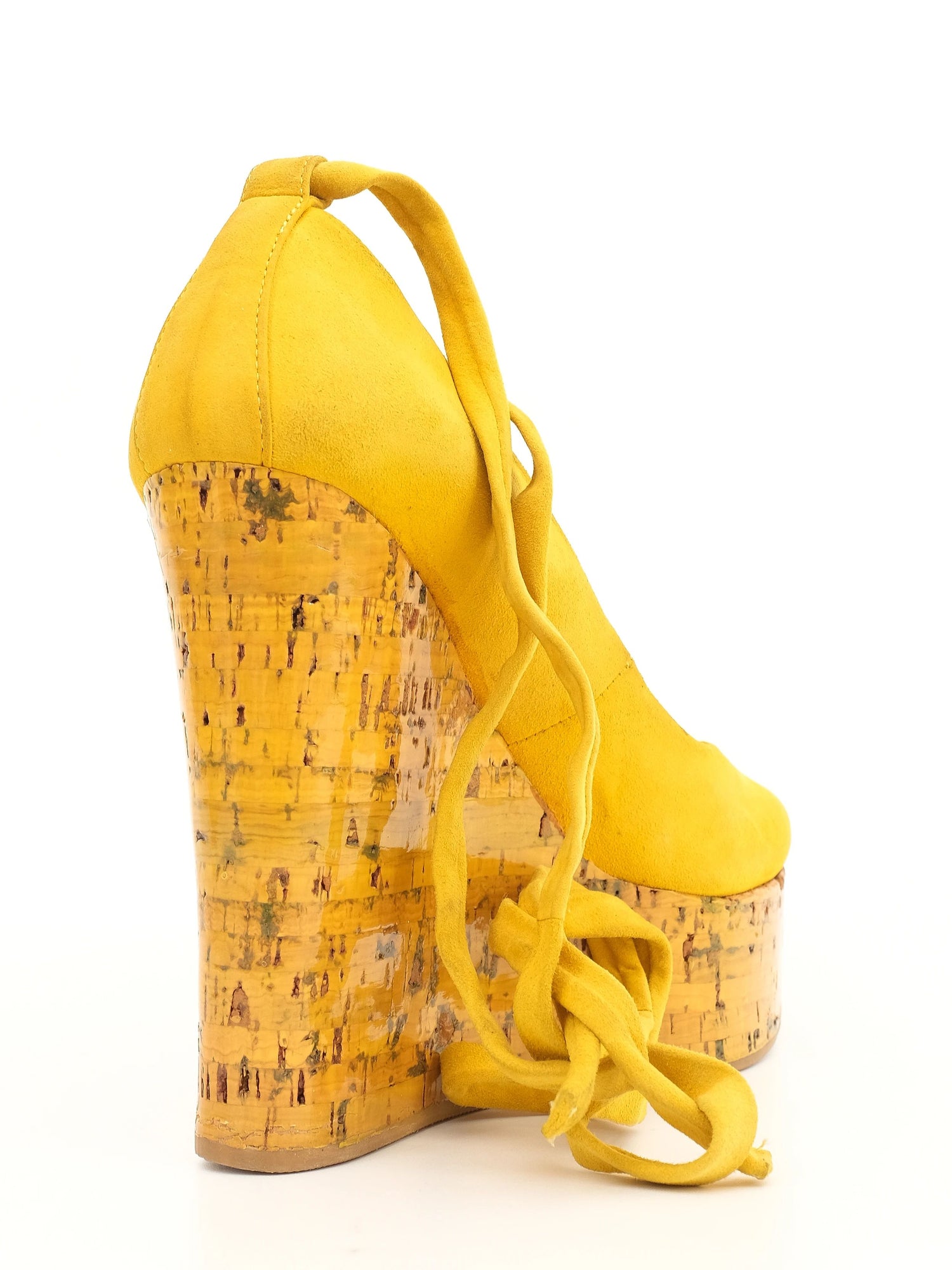 Vicini Yellow Leather Platform Wedge Shoes Size 35