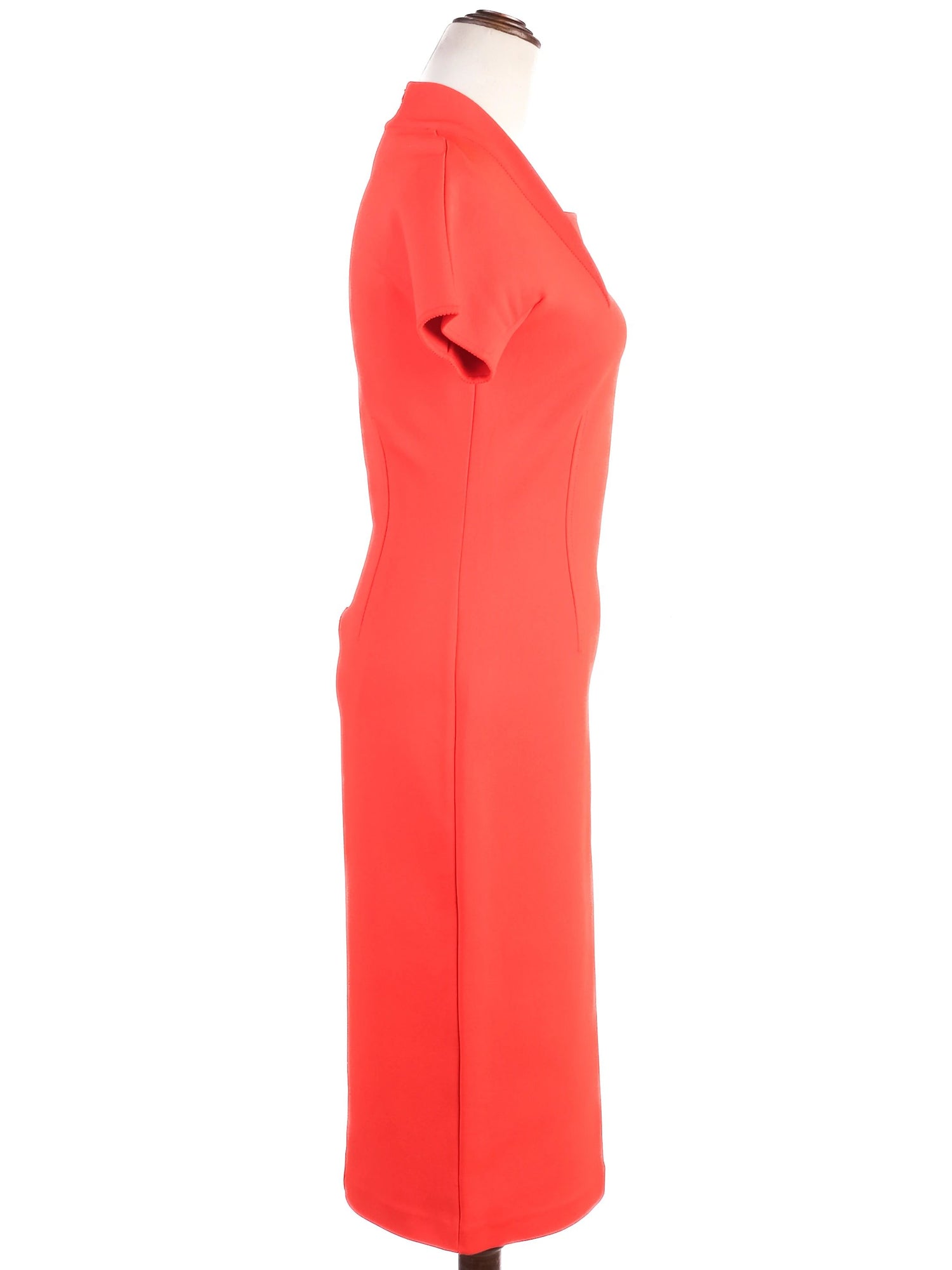 Excellent St. John Red Viscose Dress Size S with Structured Collar